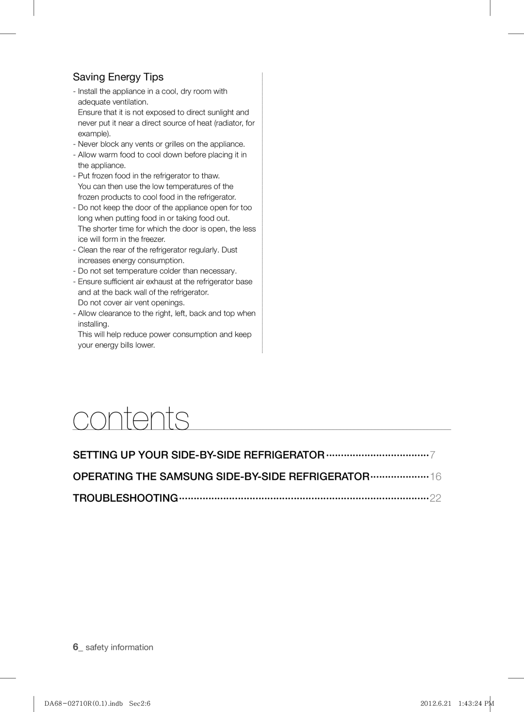 Samsung RS7* user manual Contents 