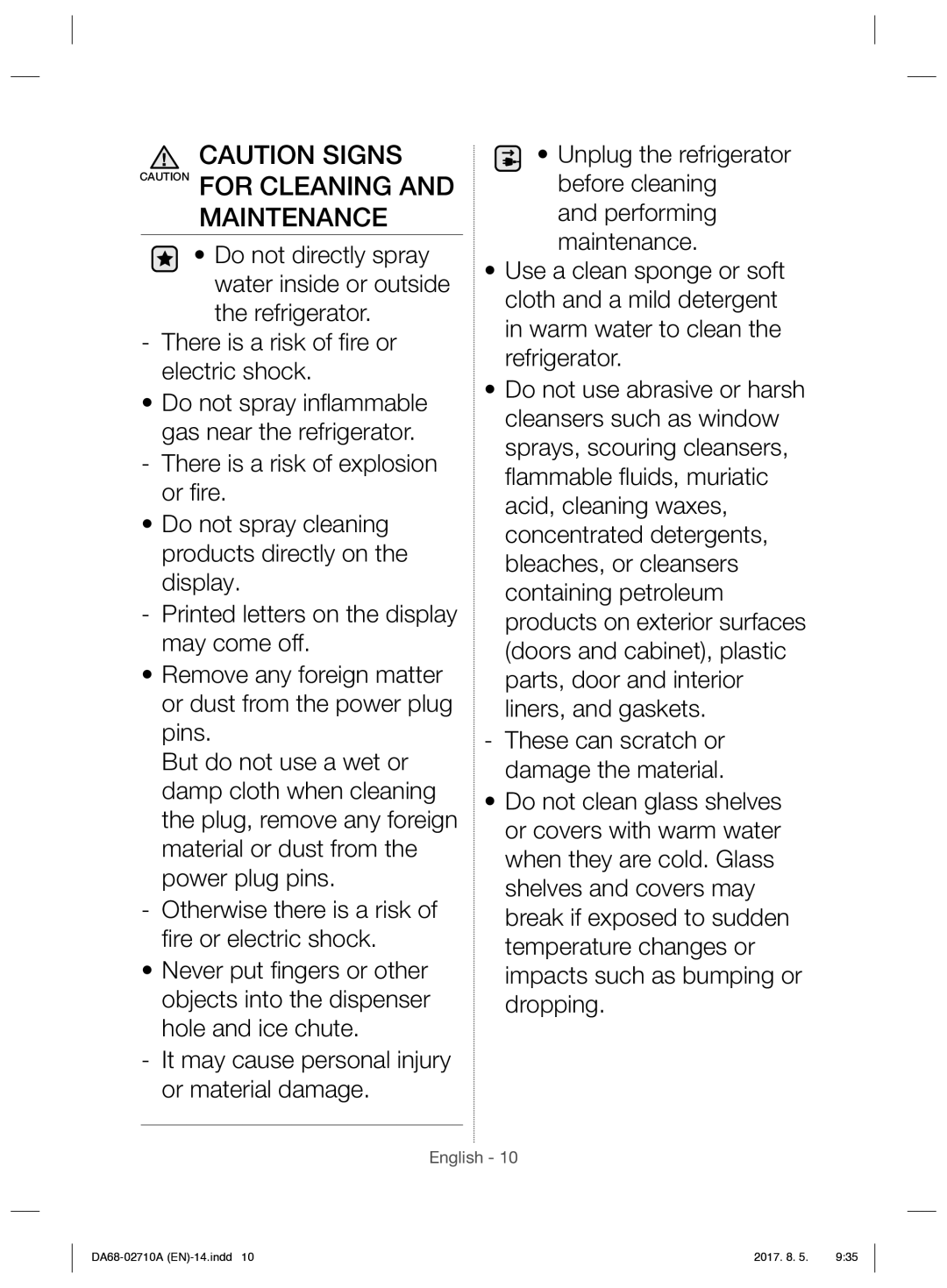 Samsung RS7557BHCSP/EF manual Maintenance 