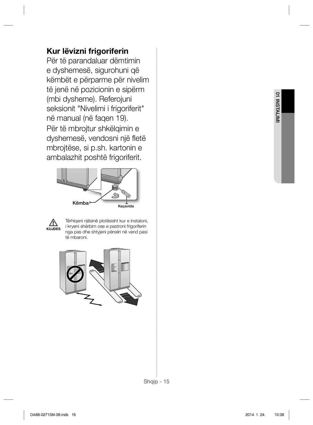 Samsung RS7778FHCBC/EF, RS7577THCWW/EF, RS7768FHCBC/EF, RS7778FHCSR/EF, RS7778FHCWW/EF, RS7547BHCSP/EF manual Instalimi, Këmba 