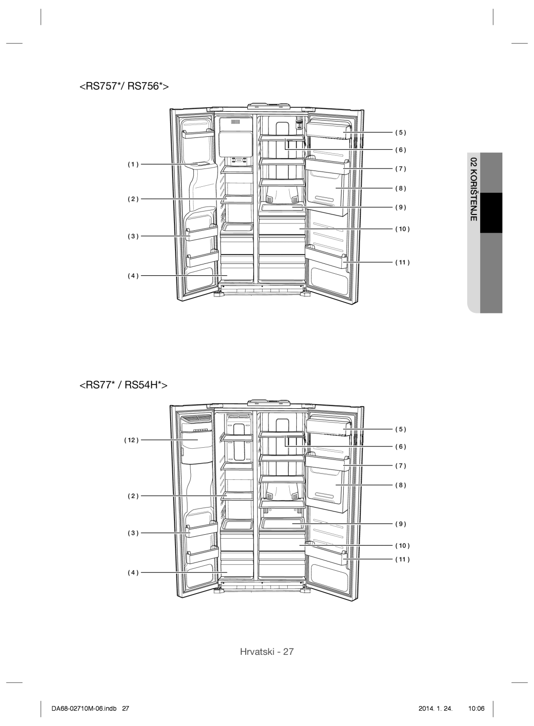 Samsung RS7577THCSP/EF, RS7577THCWW/EF, RS7768FHCBC/EF, RS7778FHCSR/EF, RS7778FHCBC/EF, RS7778FHCWW/EF manual Korištenje 