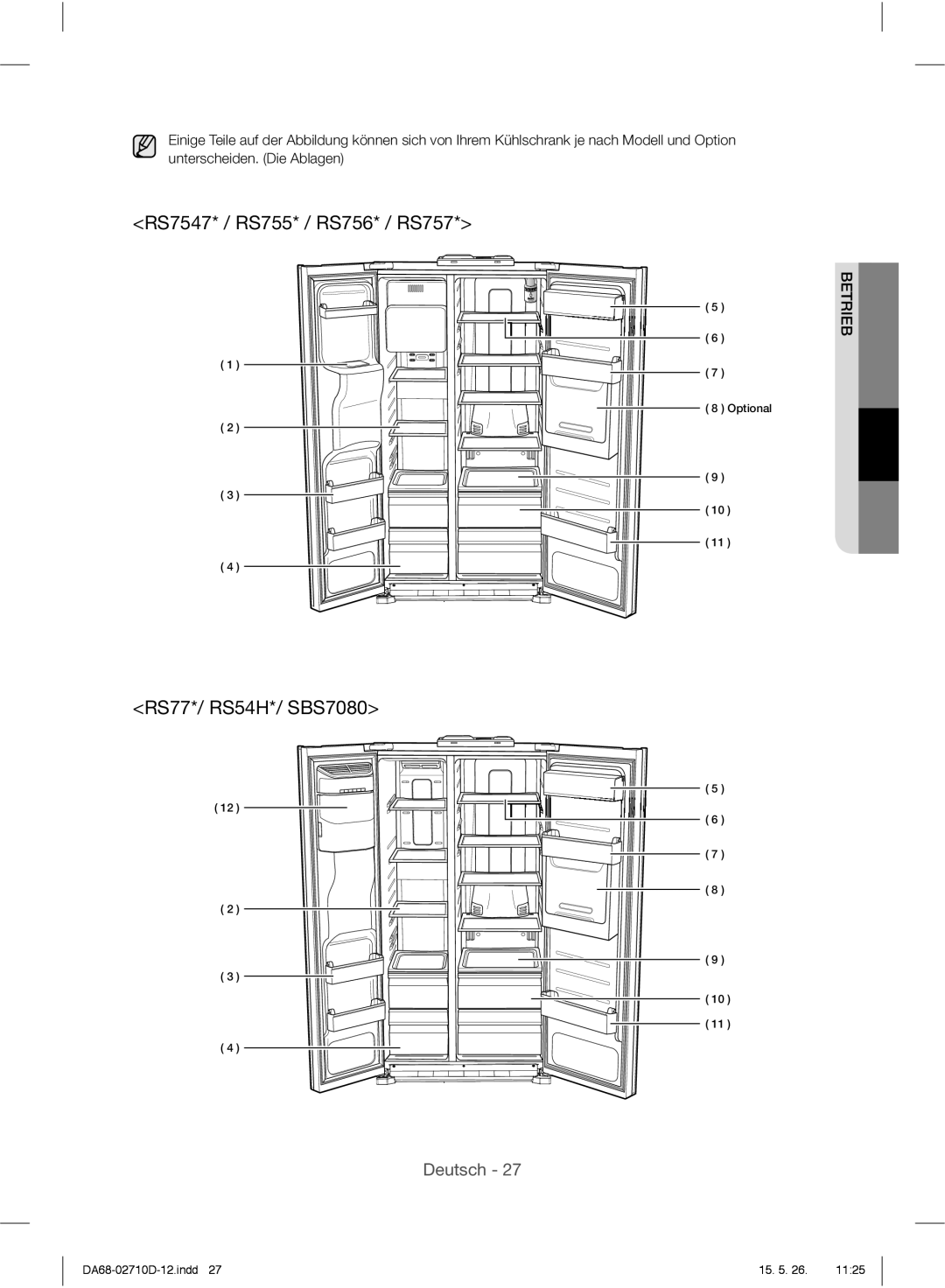 Samsung RS7578THCSL/EG, RS7778FHCSL/EG, RS54HDRPBSL/EF manual RS7547* / RS755* / RS756* / RS757, RS77*/ RS54H*/ SBS7080 