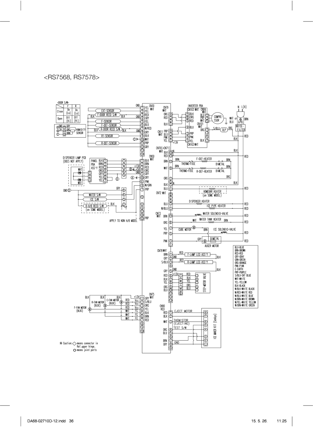 Samsung RS7528THCSL/EG, RS7778FHCSL/EG, RS54HDRPBSL/EF, RS7578THCSL/EG, RS7568BHCSP/EF, RS7528THCSL/EF manual RS7568, RS7578 