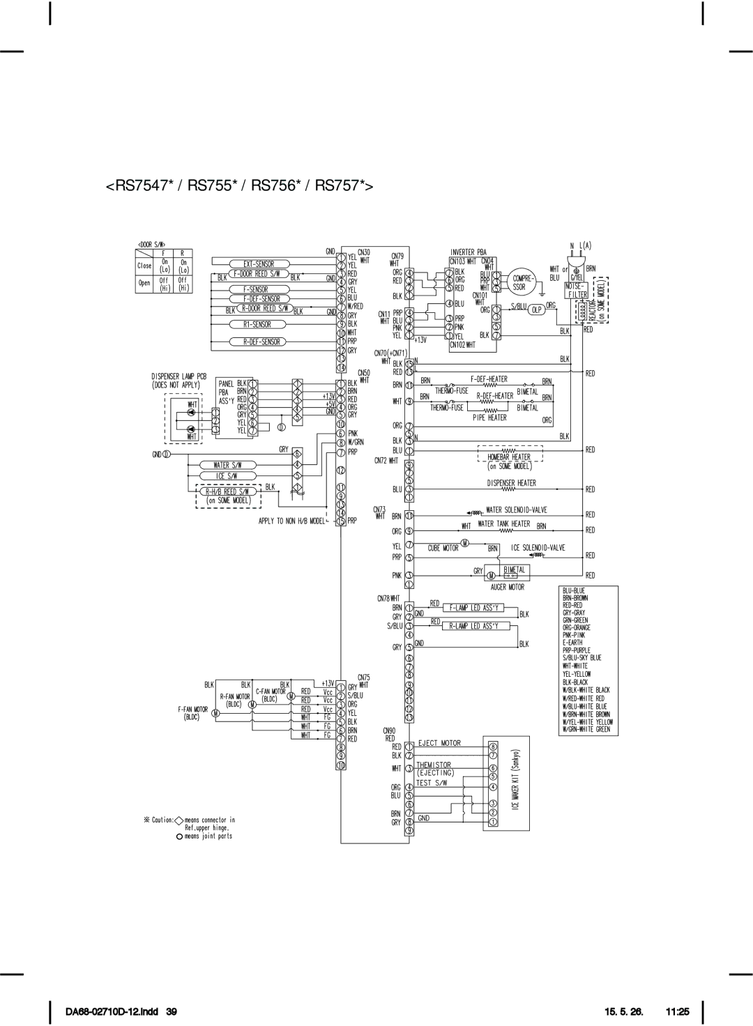 Samsung RS7528THCSP/WS, RS7778FHCSL/EG, RS54HDRPBSL/EF, RS7578THCSL/EG, RS7568BHCSP/EF manual RS7547* / RS755* / RS756* / RS757 