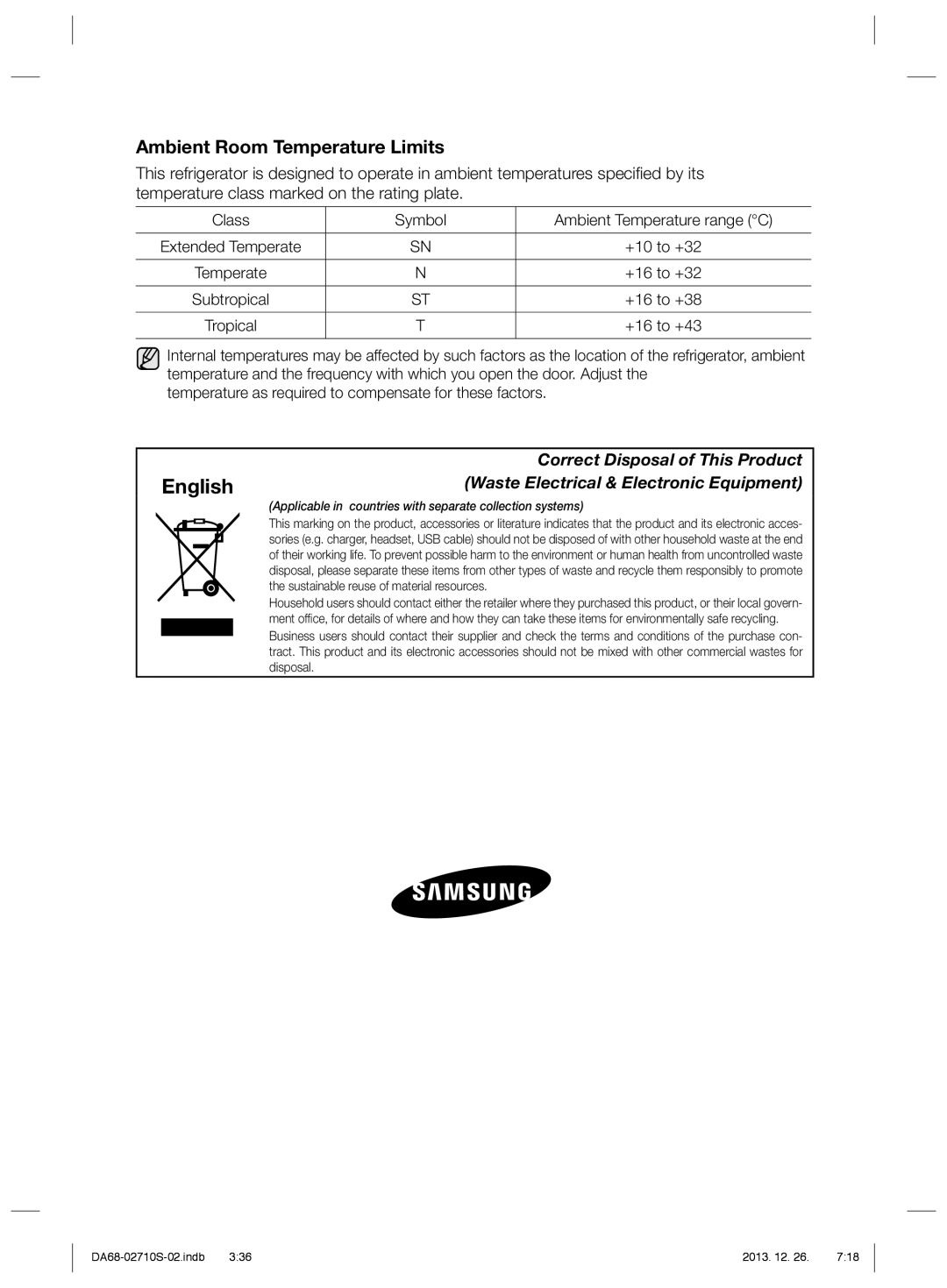 Samsung RS7547BHCSP/EF, RS7778FHCSR/EF, RS7778FHCSL/EF, RS7577THCSP/EF, RS7567THCSP/EF manual English 