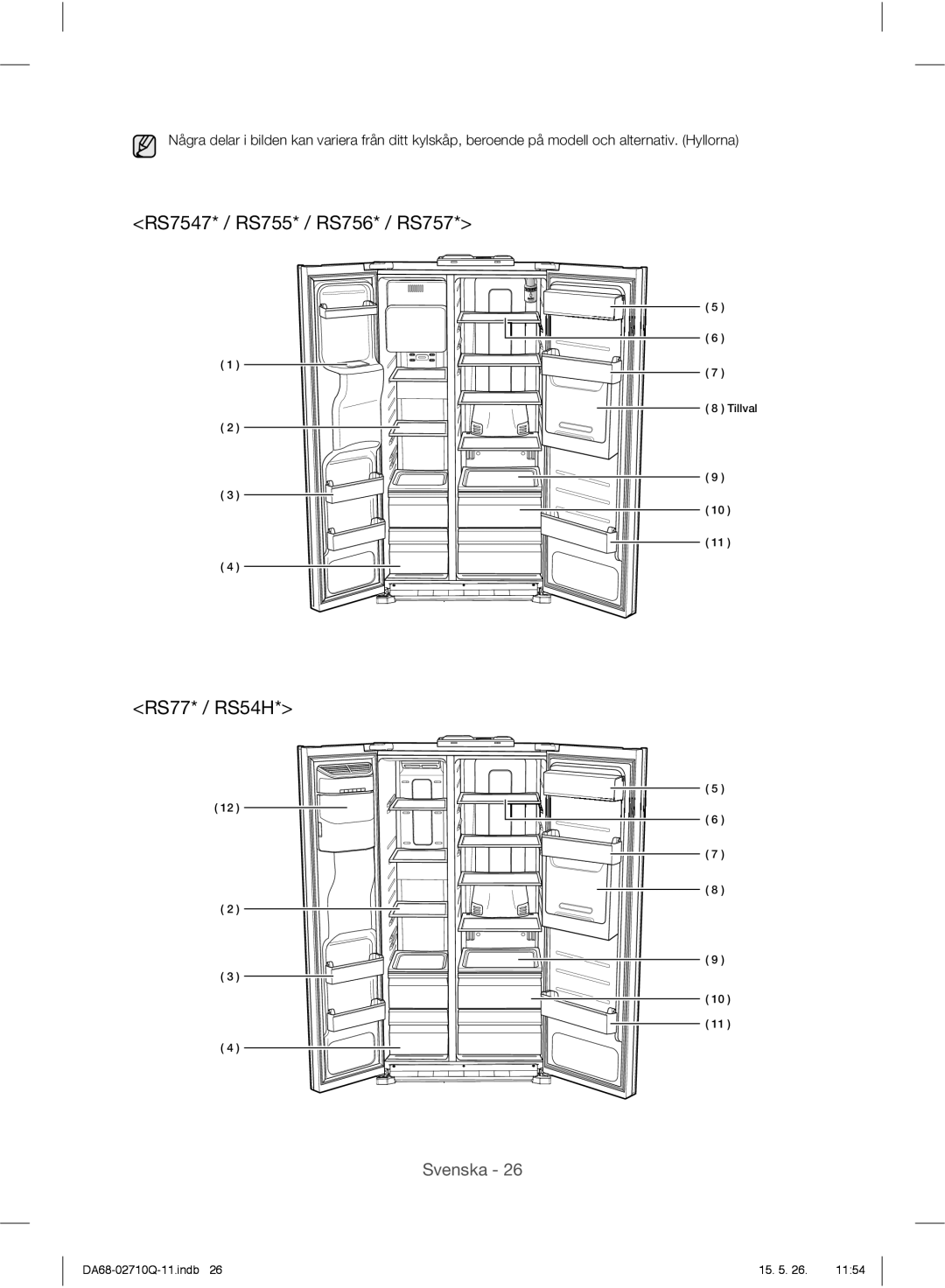 Samsung RS7778FHCSR/EF, RS7778FHCBC/EF, RS7778FHCWW/EF, RS7547BHCSP/EF manual RS7547* / RS755* / RS756* / RS757, RS77* / RS54H 