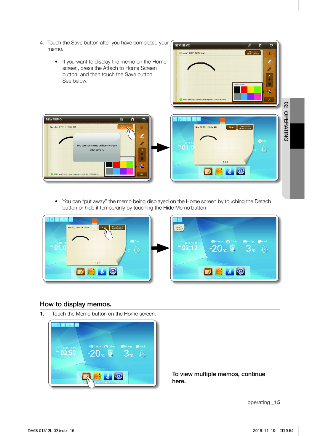 Samsung RS7778FHCWW/EF, RS627LHQESR/ML, RS757LHQESR/ML manual How to display memos, To view multiple memos, continue here 