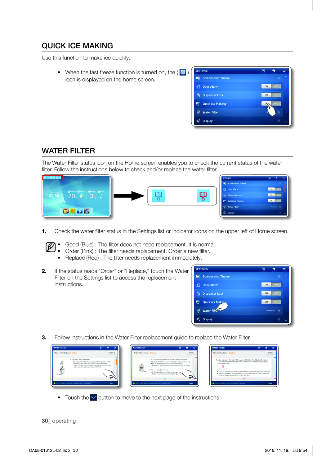 Samsung RS7778FHCWW/EF, RS627LHQESR/ML, RS757LHQESR/ML manual Quick ICE Making, Water Filter 