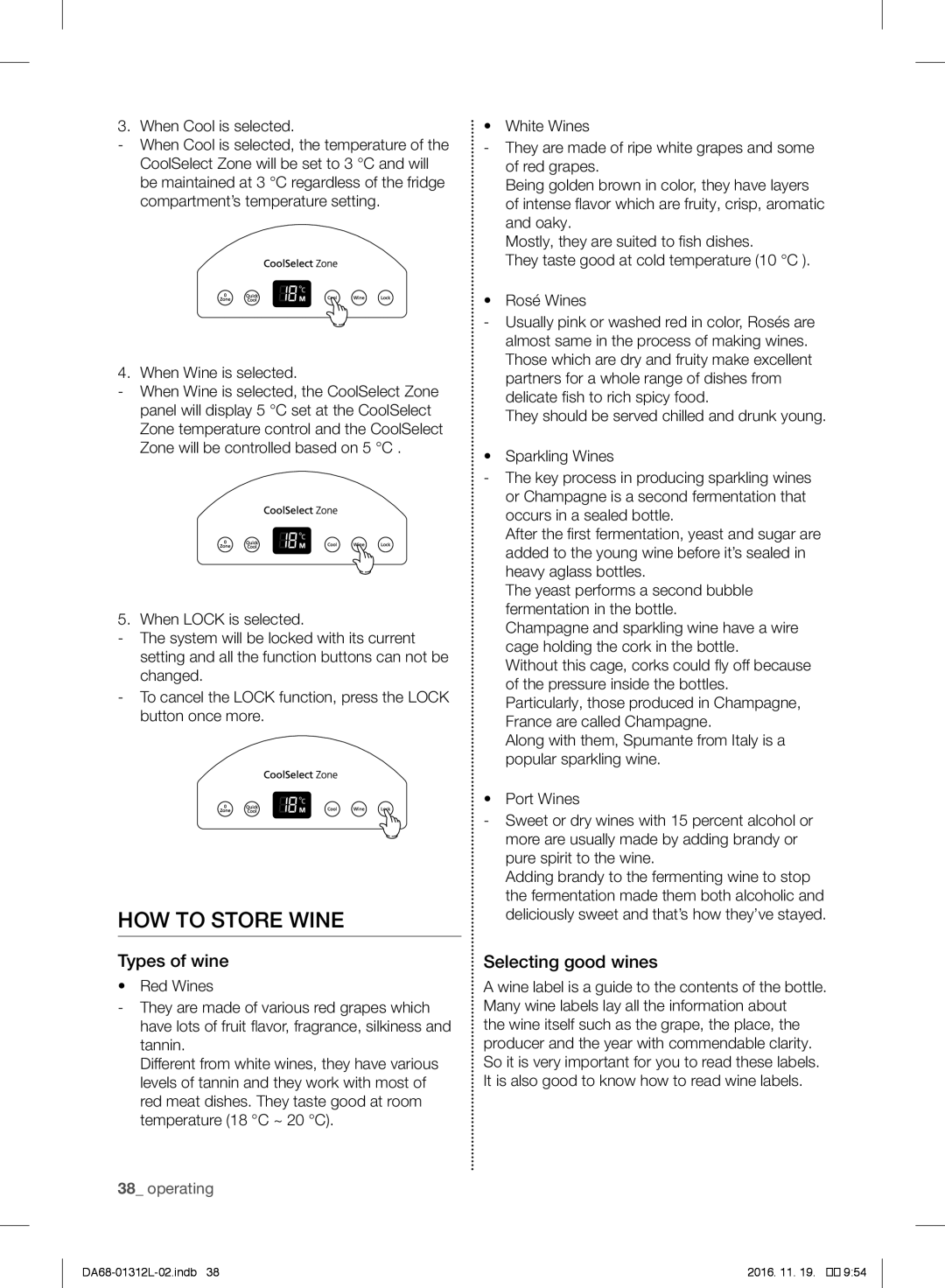 Samsung RS757LHQESR/ML, RS7778FHCWW/EF, RS627LHQESR/ML manual HOW to Store Wine, Types of wine, Selecting good wines 