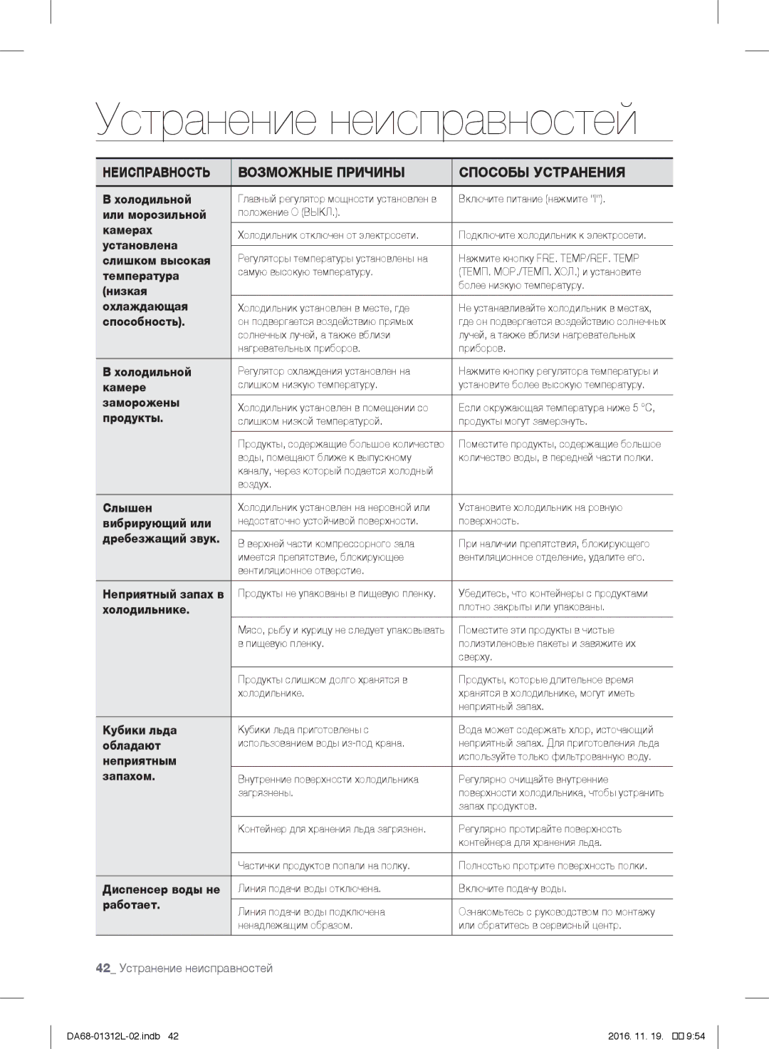 Samsung RS7778FHCWW/EF manual Холодильной, Или морозильной, Камерах, Установлена, Слишком высокая, Температура, Способность 