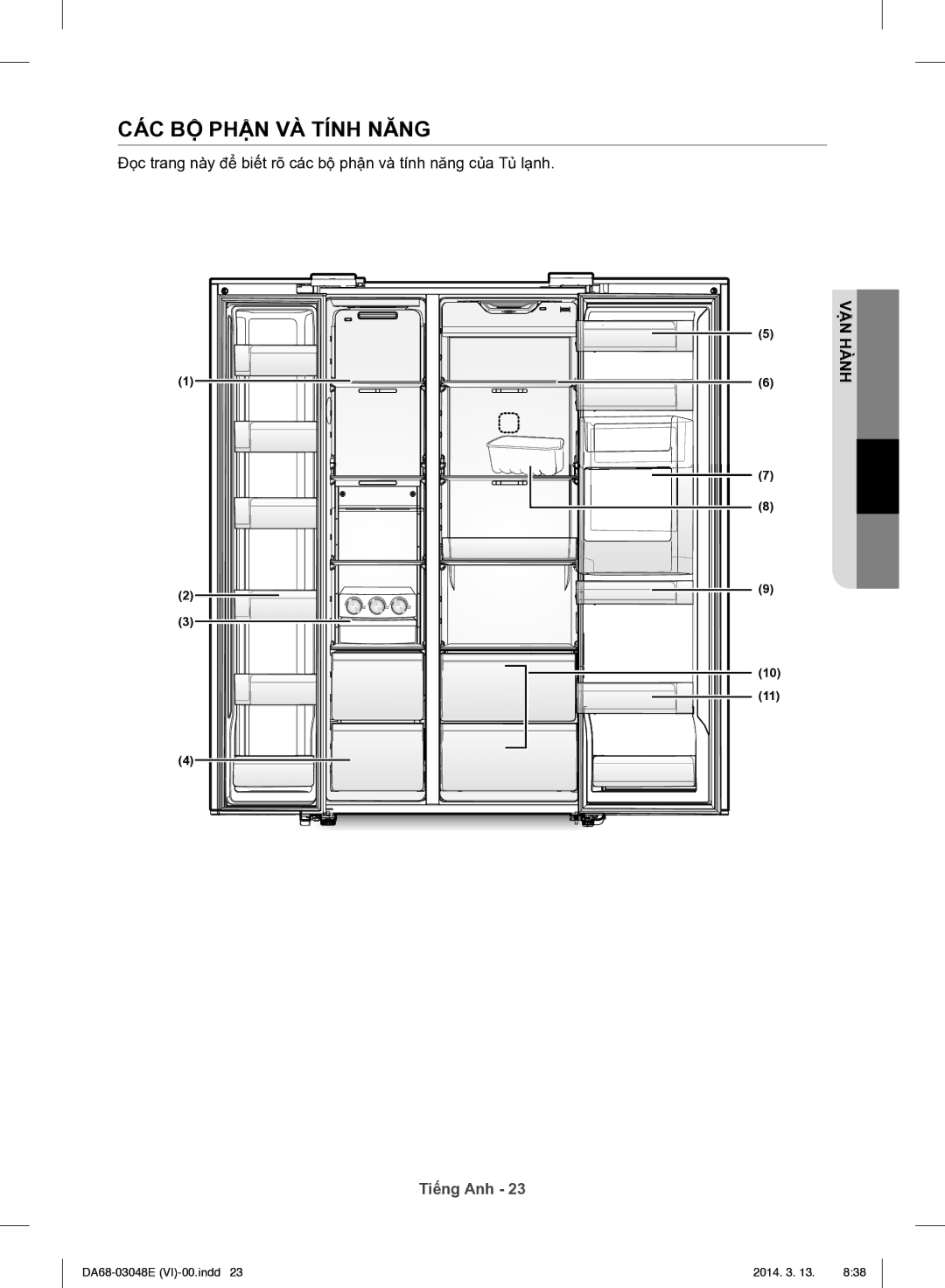 Samsung RS803GHMC7T/SV manual CÁC BỘ Phận VÀ Tính Năng, Hành 