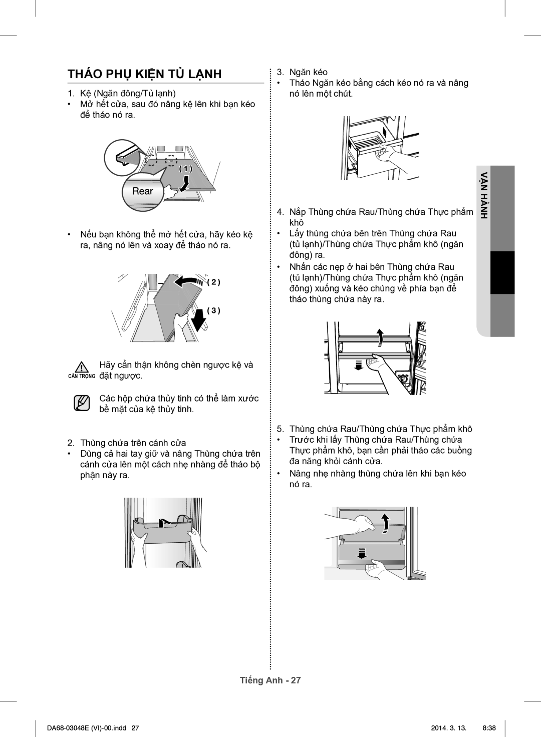 Samsung RS803GHMC7T/SV manual Tháo PHỤ Kiện TỦ Lạnh 