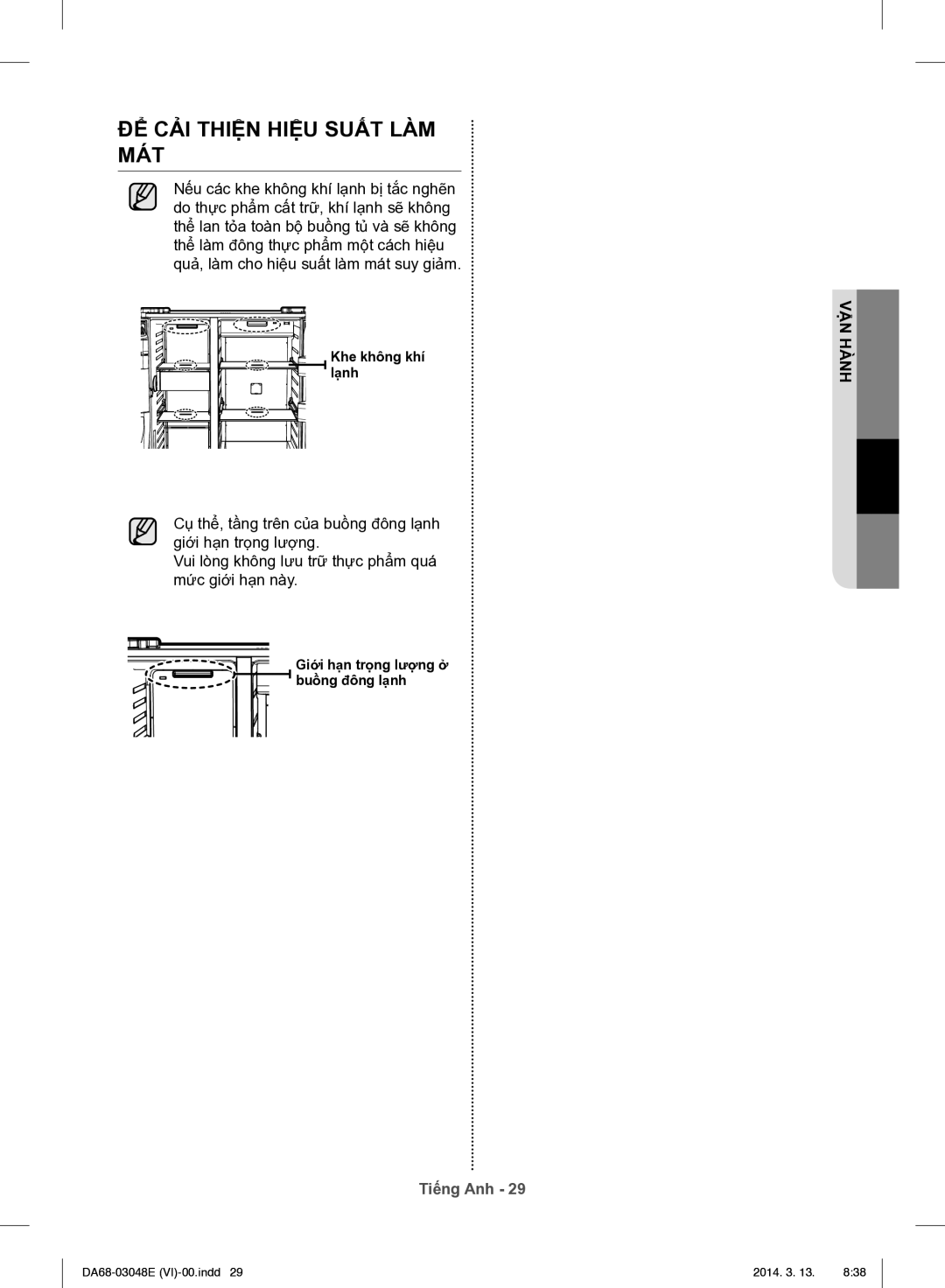 Samsung RS803GHMC7T/SV manual ĐỂ CẢI Thiện Hiệu Suất LÀM MÁT 