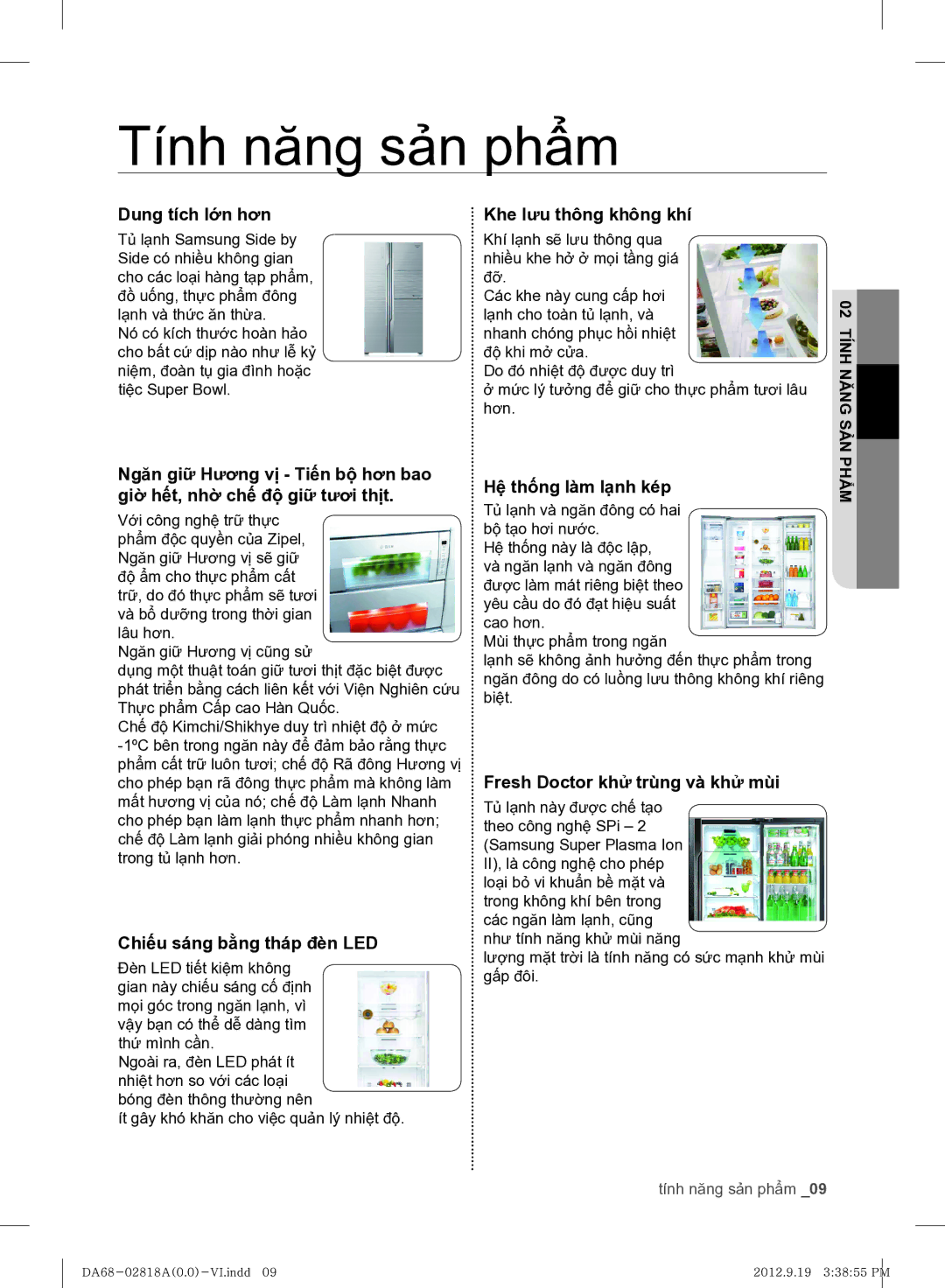 Samsung RS844CRPC5A/SV manual Tính năng sản phẩm 