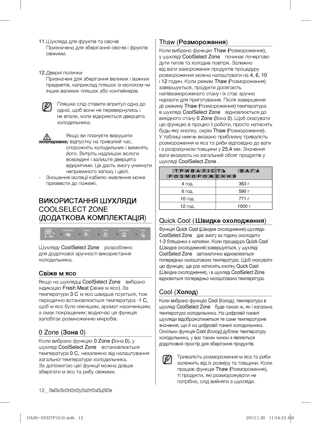 Samsung RS844CRPC5H/RS, RS844CRPC2B/RS manual Використання Шухляди Coolselect Zone Додаткова Комплектація 