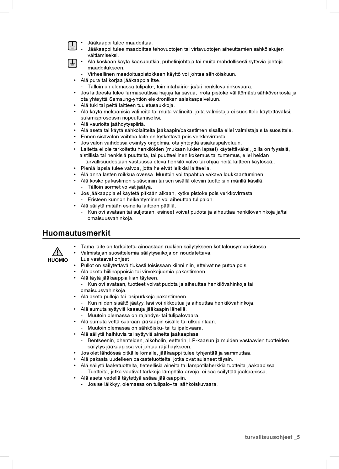 Samsung RSA1DHPE1/XEE, RSA1DHWP1/XEE manual Huomautusmerkit, Lue vastaavat ohjeet 