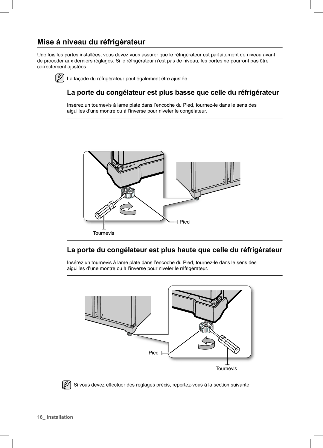 Samsung RSA1UTPE1/XEF, RSA1DTMH1/XEF, RSA1DTWP1/XEF, RSA1DTPE1/XEF, RSA1ZTPE1/XEF manual Mise à niveau du réfrigérateur 