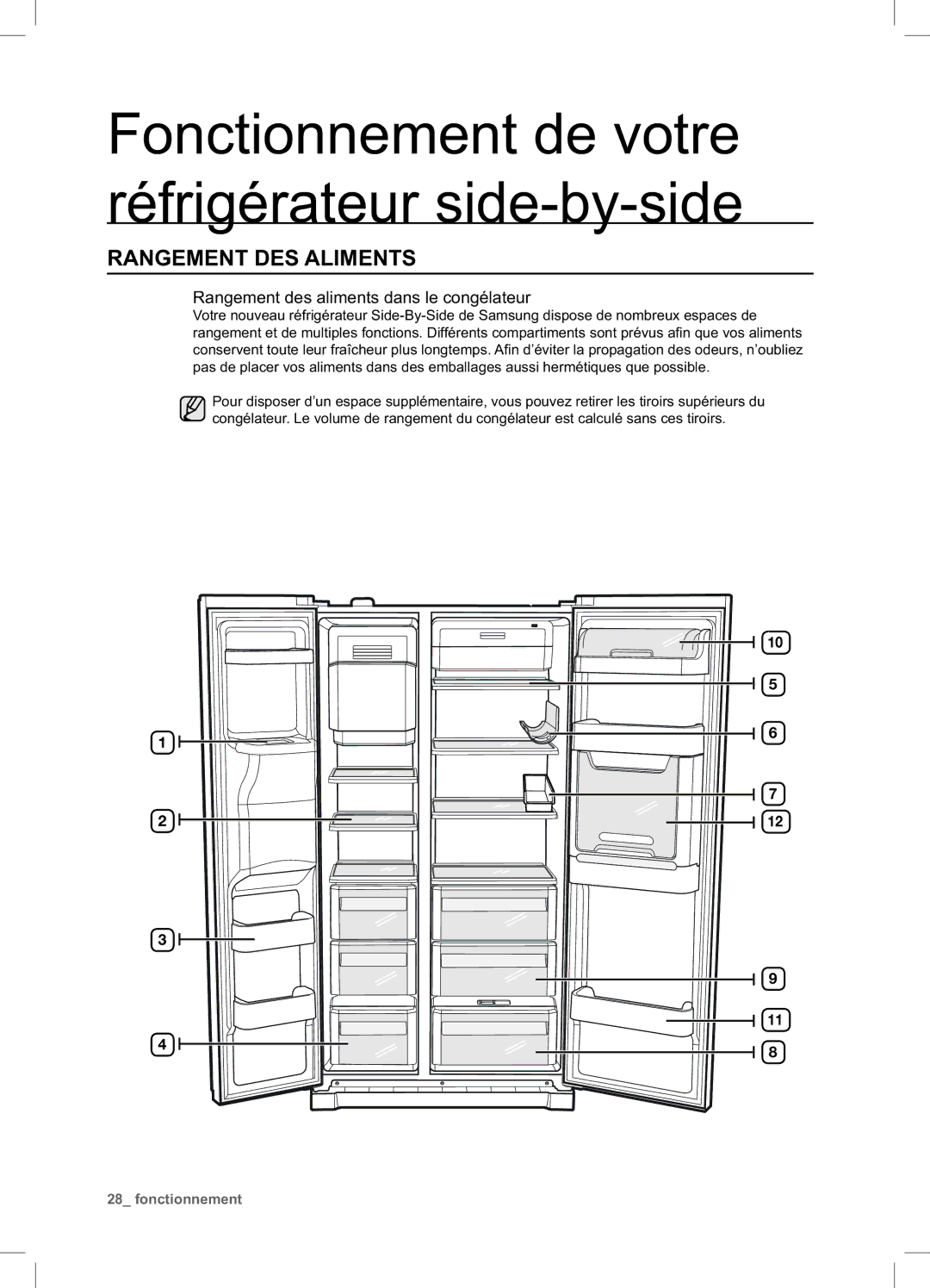 Samsung RSA1DTPE1/XEF, RSA1DTMH1/XEF, RSA1UTPE1/XEF manual Rangement DES Aliments, Rangement des aliments dans le congélateur 