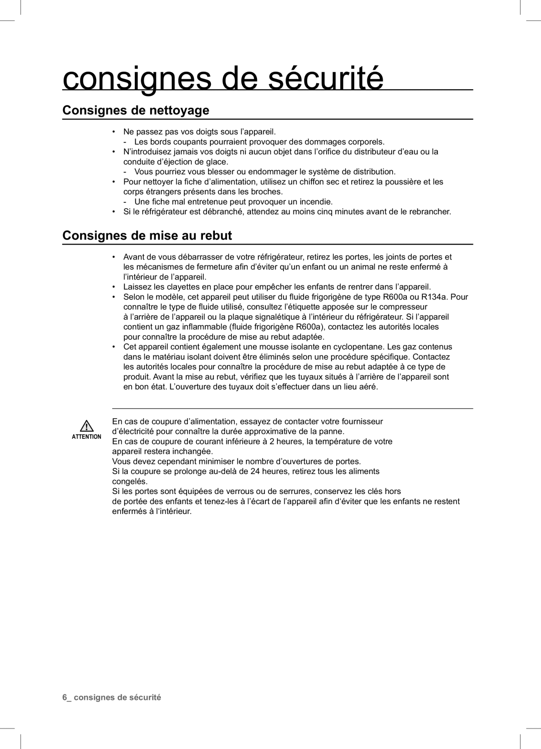 Samsung RSA1UTPE1/XEF, RSA1DTMH1/XEF, RSA1DTWP1/XEF, RSA1DTPE1/XEF manual Consignes de nettoyage, Consignes de mise au rebut 