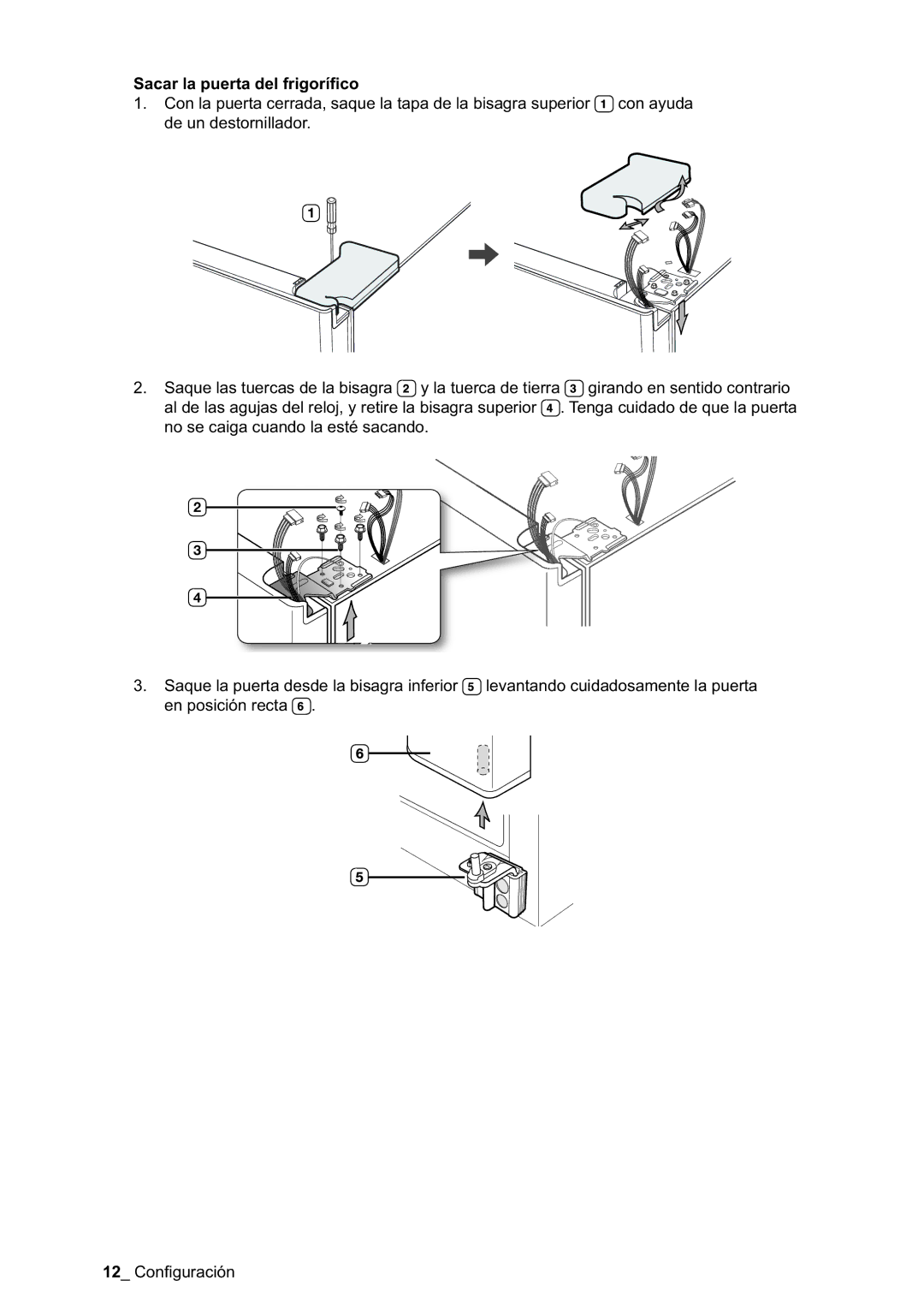 Samsung RSA1NTPE1/XES, RSA1DTPE1/XES, RSA1DTWP1/XES, RSA1SHWP1/XES manual Sacar la puerta del frigoríﬁco 