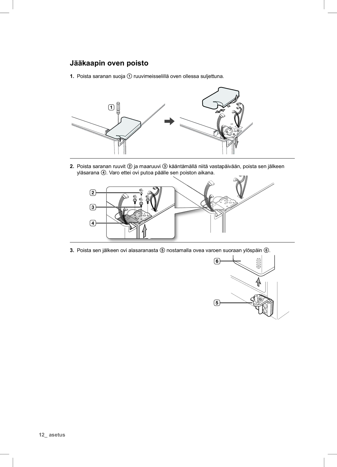 Samsung RSA1UHWP1/XEE, RSA1UHPE1/XEE manual Jääkaapin oven poisto 