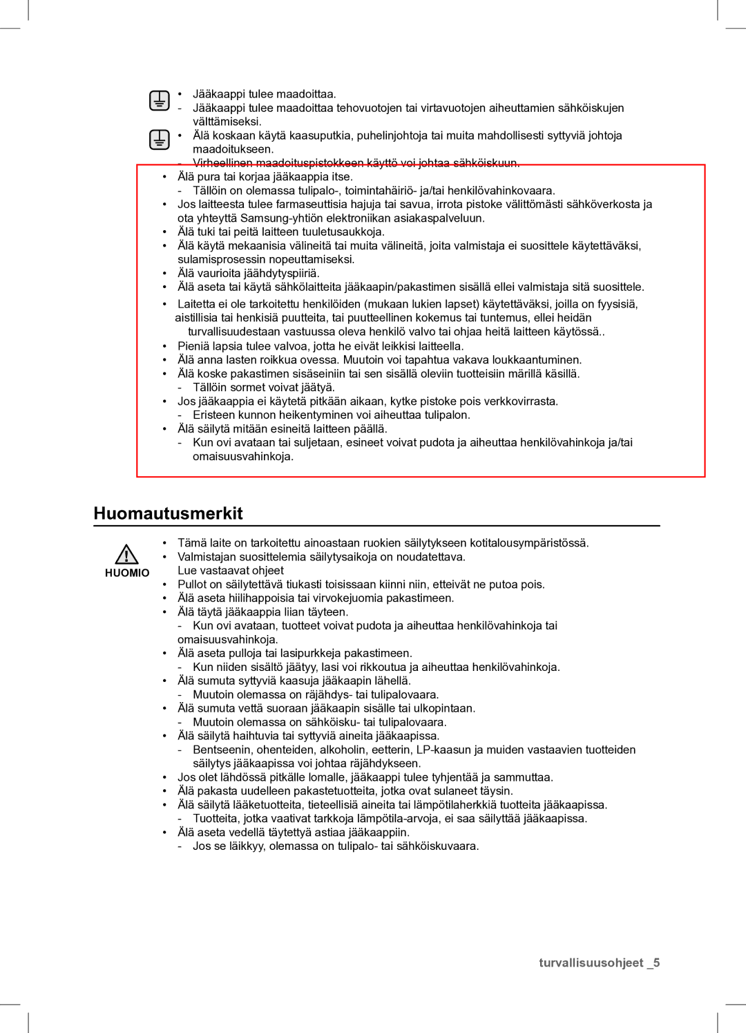 Samsung RSA1UHPE1/XEE, RSA1UHWP1/XEE manual Huomautusmerkit, Lue vastaavat ohjeet 