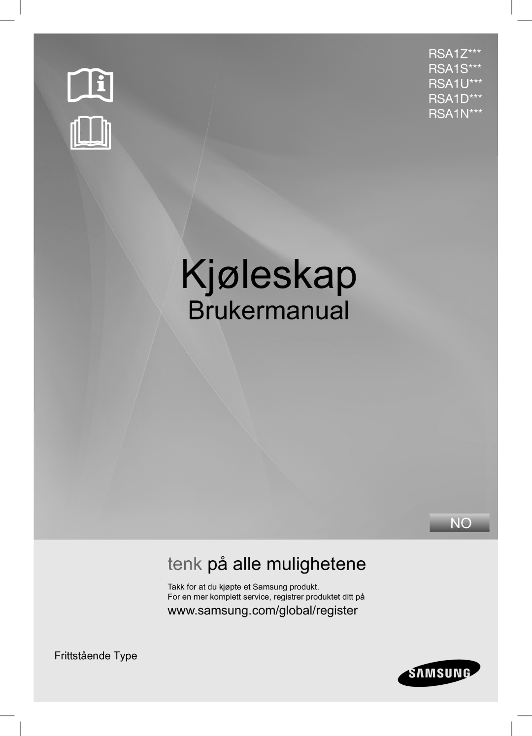 Samsung RSA1UHPE1/XEE, RSA1UHWP1/XEE manual Køleskab 