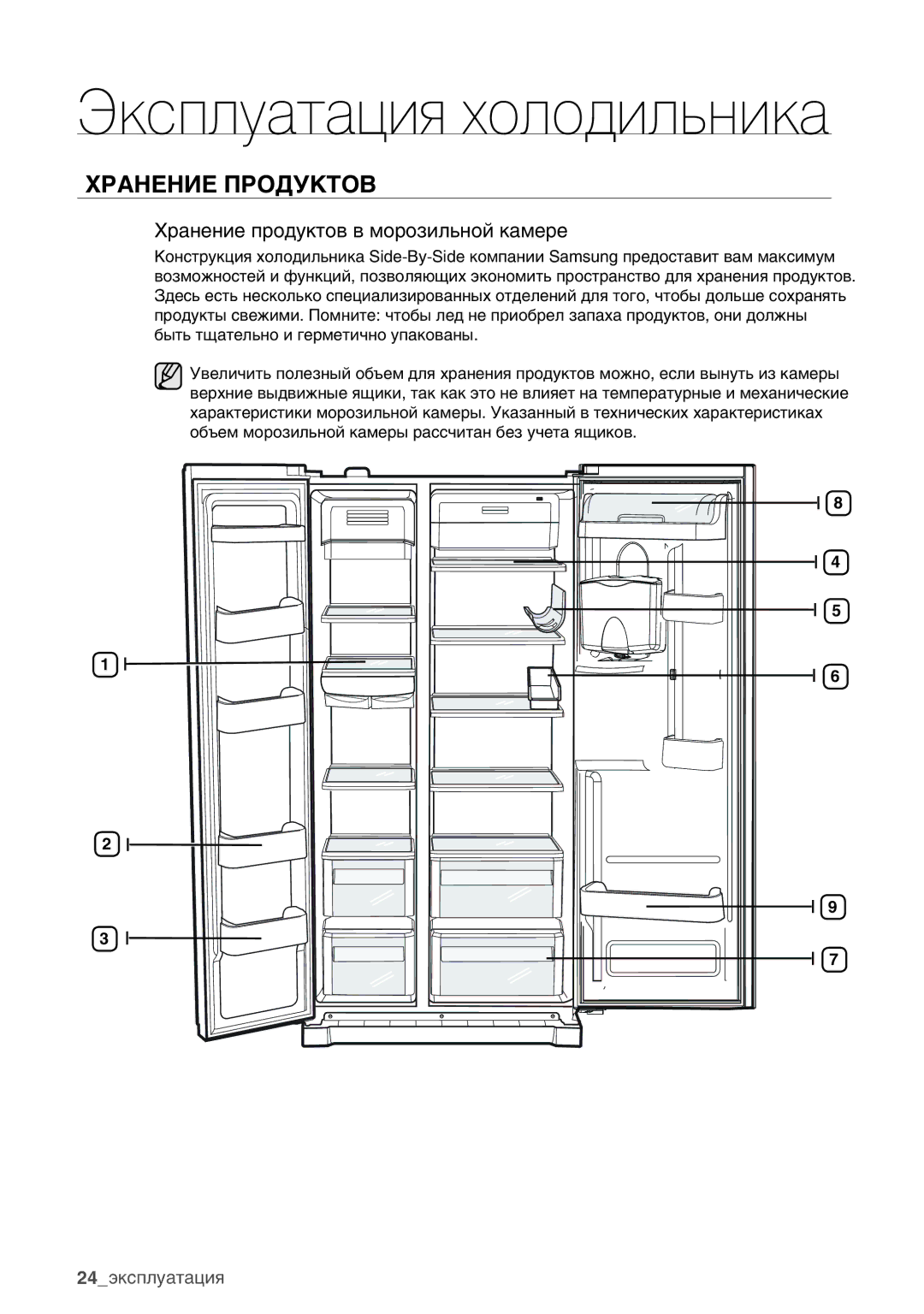 Samsung RSA1WHPE1/BWT manual Хранение Продуктов, Хранение продуктов в морозильной камере 