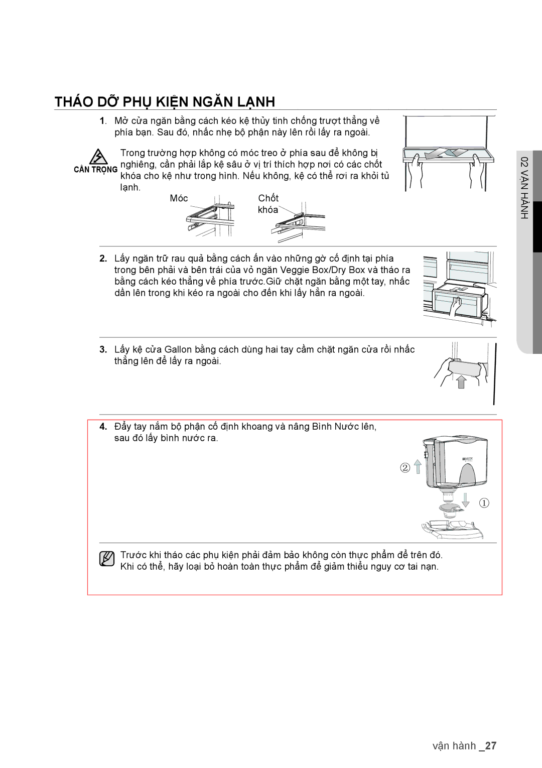 Samsung RSA1WTTS1/XSV, RSA1WTIS1/XSV manual Tháo DỠ PHỤ̣ Kiện Ngăn Lạnh 