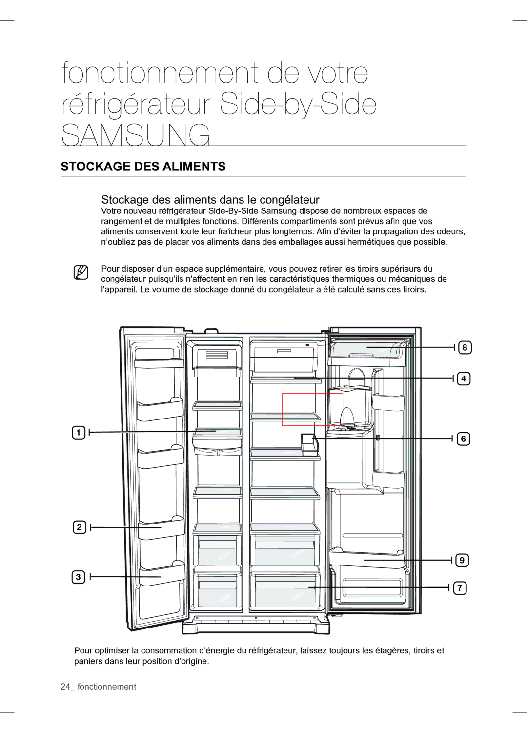 Samsung RSA1WTPE1/XEF manual Stockage DES Aliments, Stockage des aliments dans le congélateur 