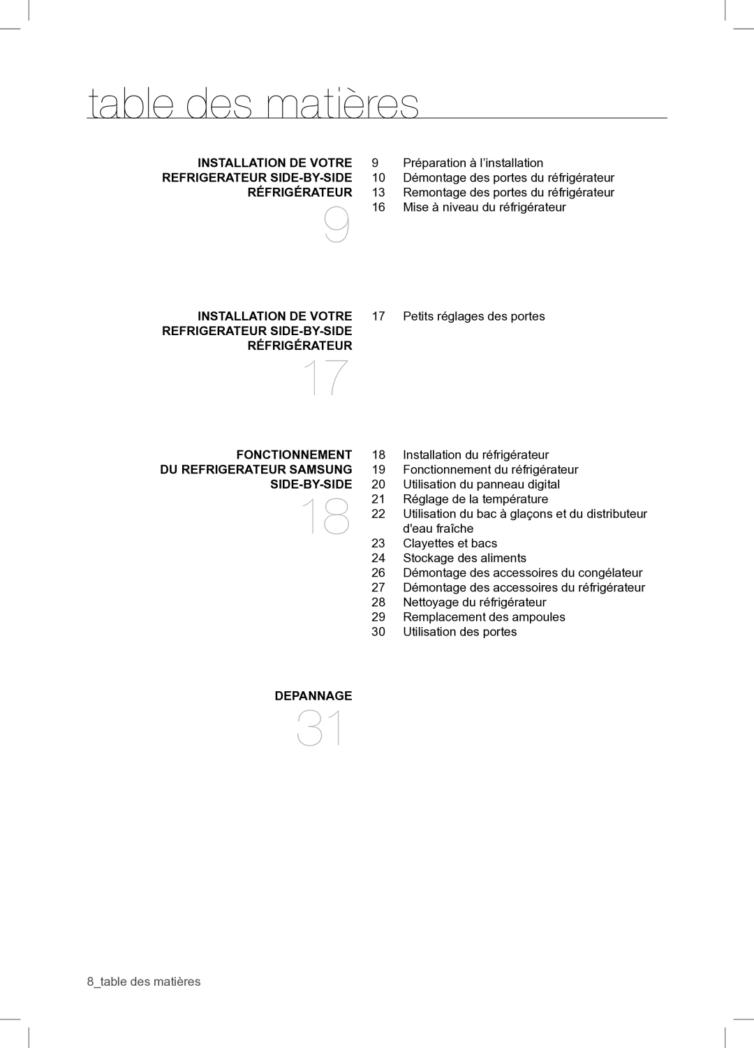 Samsung RSA1WTPE1/XEF manual Table des matières 