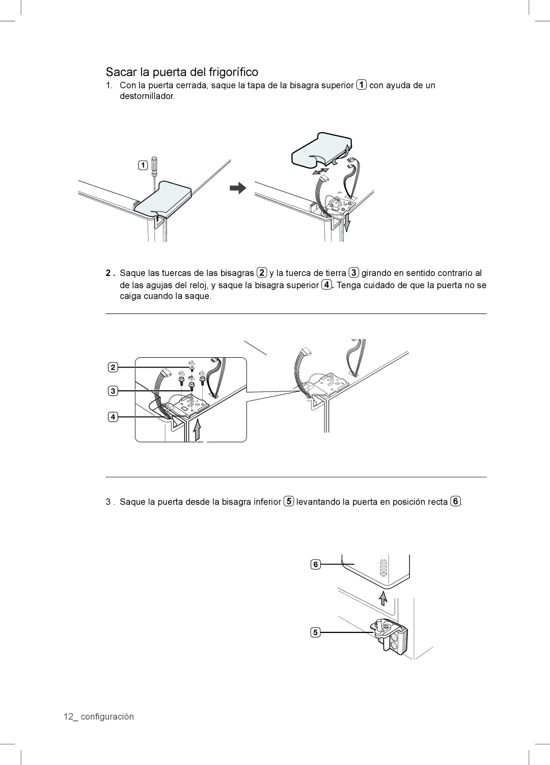 Samsung RSA1WTPE1/XES manual Sacar la puerta del frigoríﬁco 