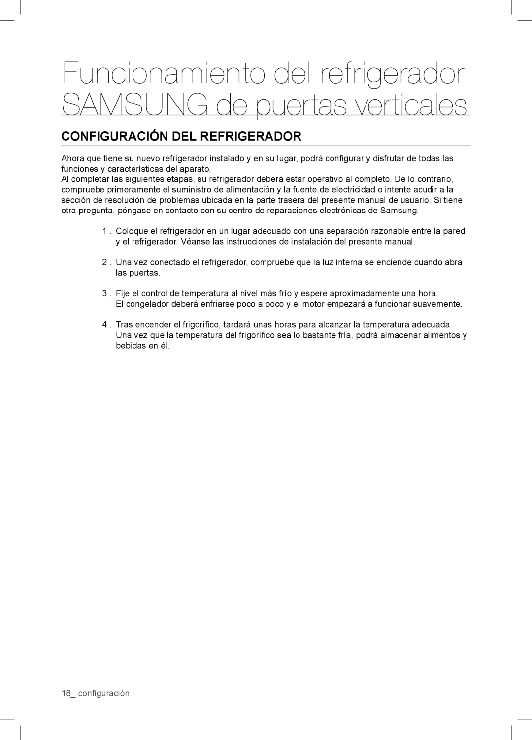 Samsung RSA1WTPE1/XES manual Configuración DEL Refrigerador 