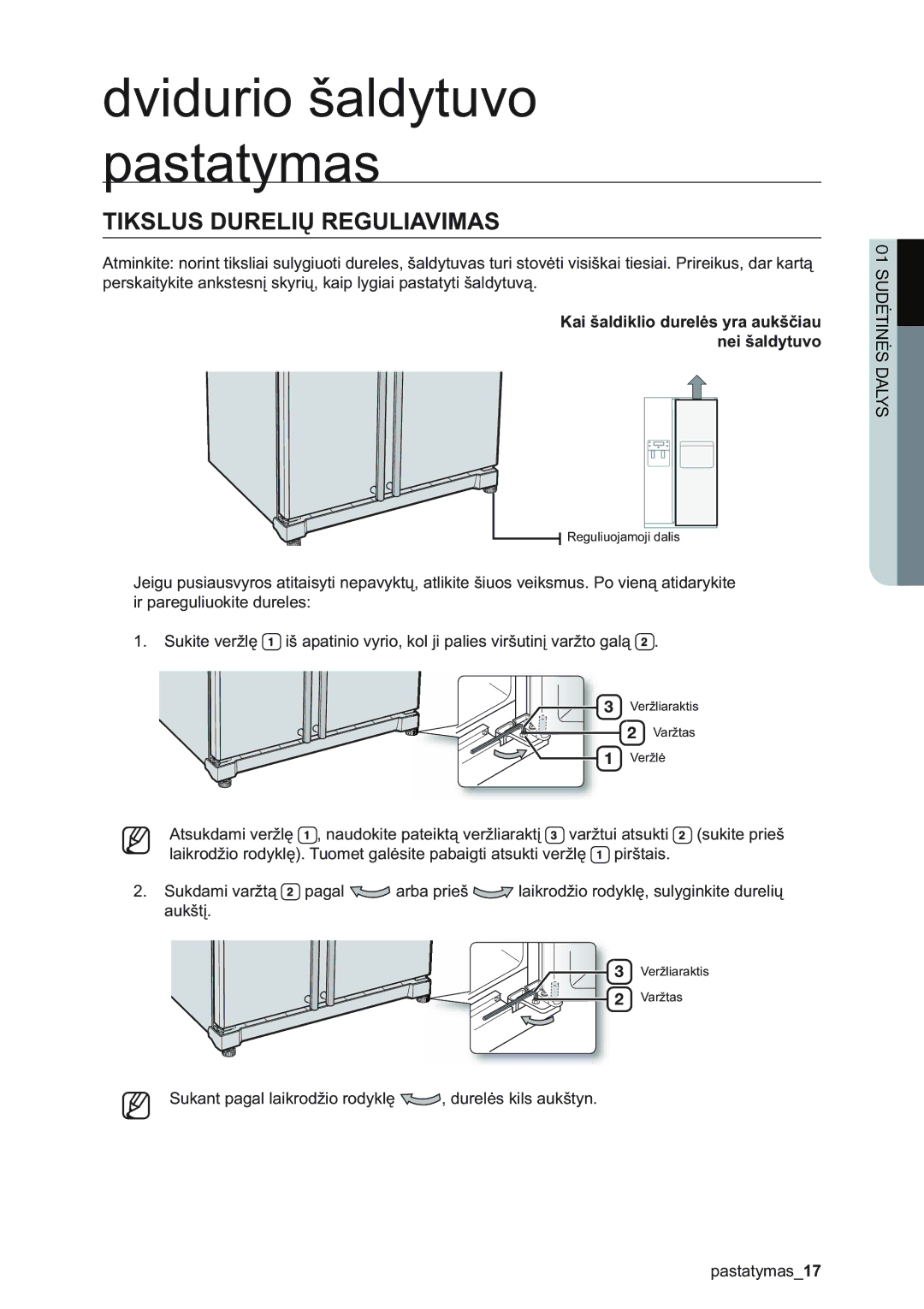 Samsung RSA1ZHMH1/BWT manual Tikslus Durelių Reguliavimas 