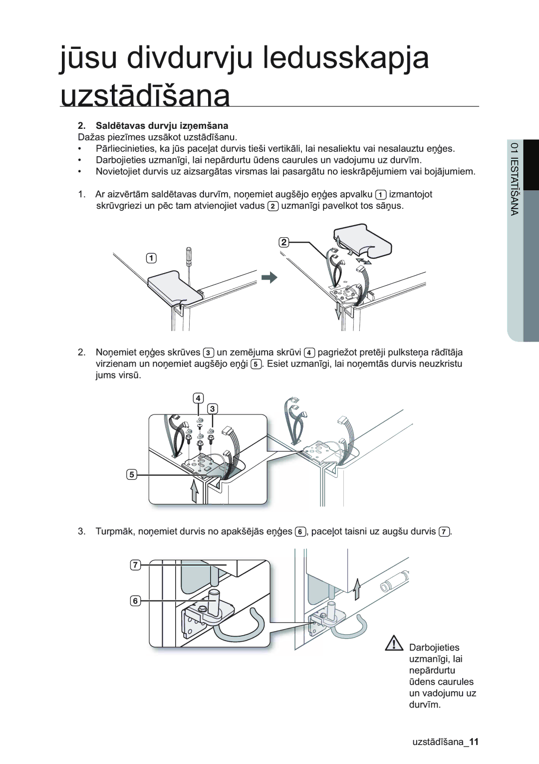 Samsung RSA1ZHMH1/BWT manual Jūsu divdurvju ledusskapja uzstādīšana 