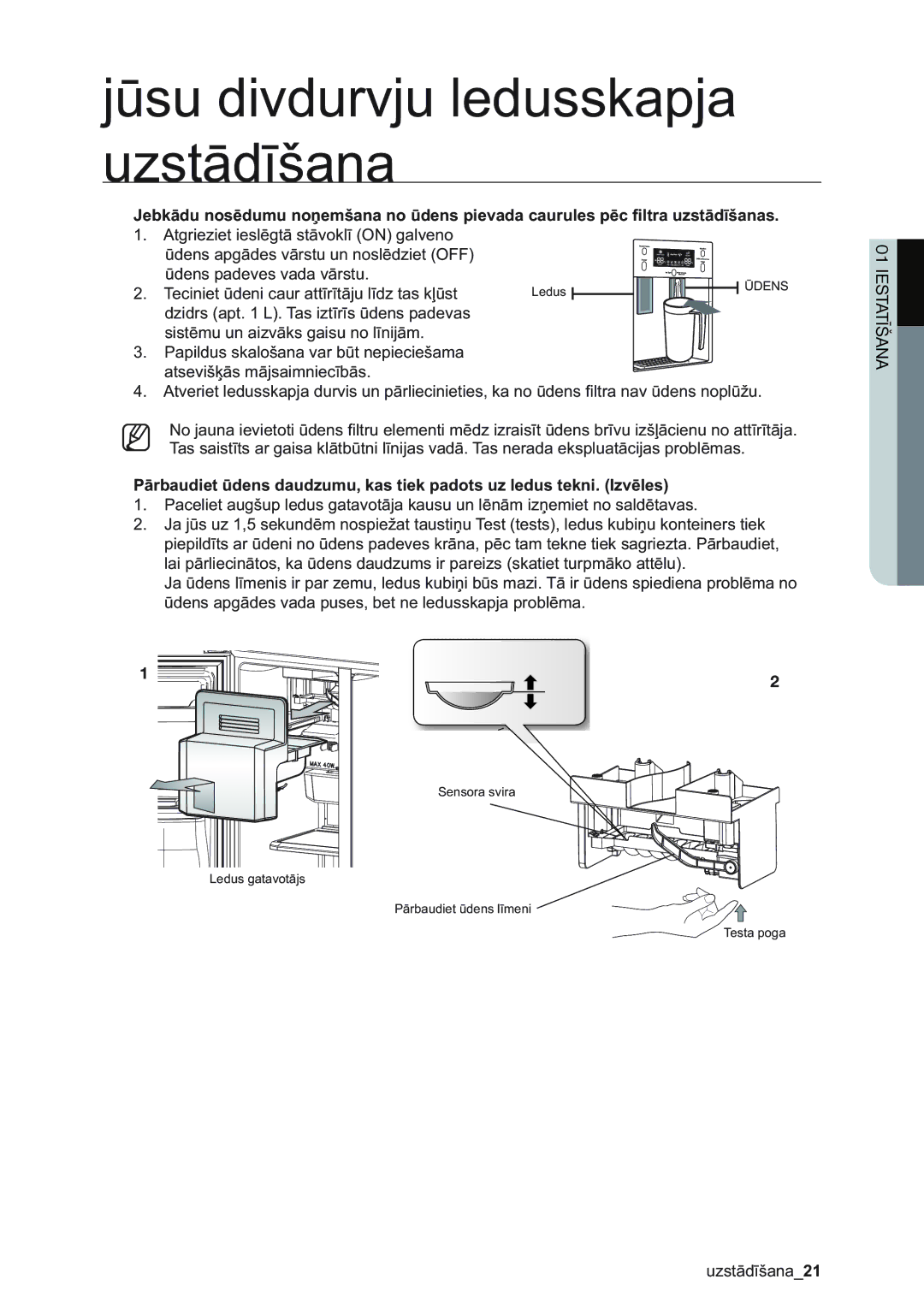 Samsung RSA1ZHMH1/BWT manual Uzstādīšana21 