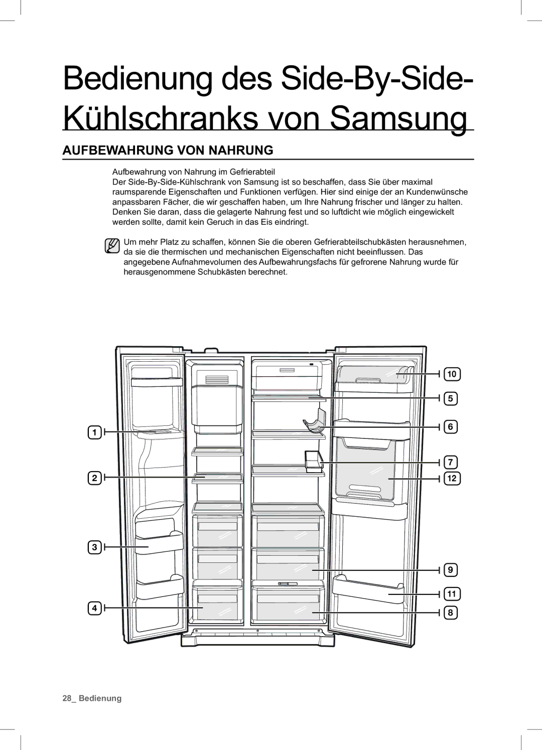 Samsung RSA1DTPE1/XEF, RSA1ZHPE1/XEF, RSA1ZTVG1/EUR, RSA1DTVG1/XEF, RSA1ZTPE1/XEF manual Aufbewahrung VON Nahrung 