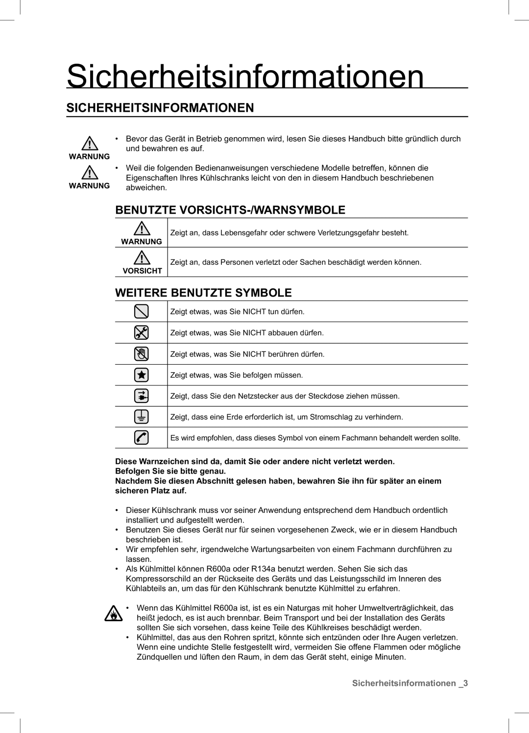 Samsung RSA1DTPE1/XEF, RSA1ZHPE1/XEF, RSA1ZTVG1/EUR, RSA1DTVG1/XEF, RSA1ZTPE1/XEF manual Sicherheitsinformationen 