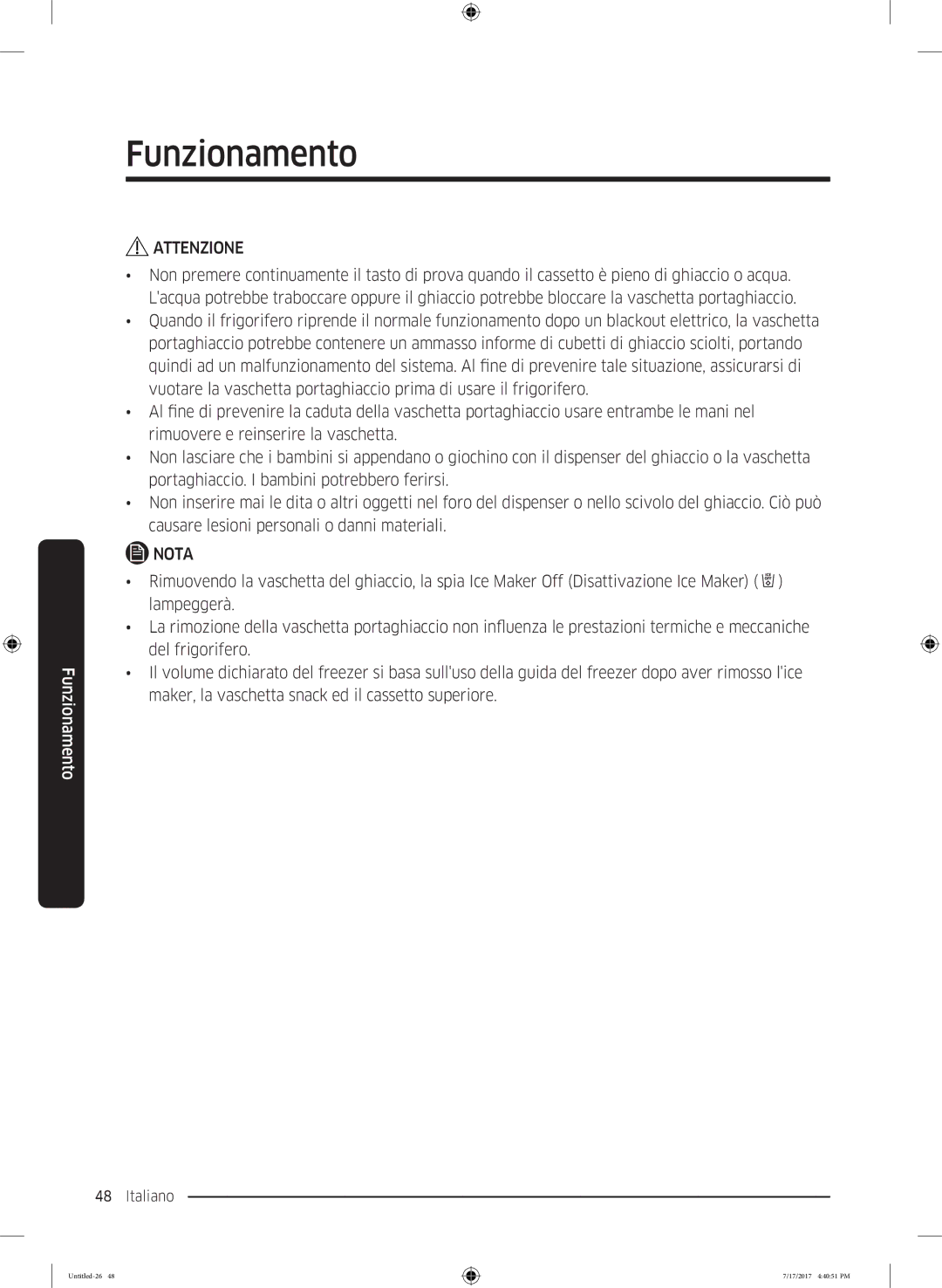 Samsung RSA1ZTMG1/EUR, RH58K6598SL/ES, RSA1ZTMG1/XEF, RH62K6257SL/ES, RH62K6298SL/ES manual Lampeggerà, Del frigorifero 