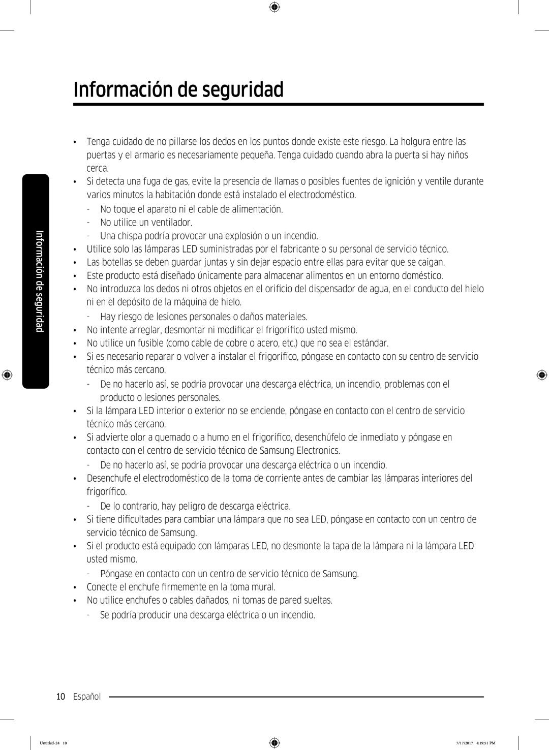 Samsung RSA1ZTMG1/XSG, RSA1ZTMG1/EUR, RH58K6598SL/ES, RSA1ZTMG1/XEF, RH62K6257SL/ES, RH62K6298SL/ES Información de seguridad 