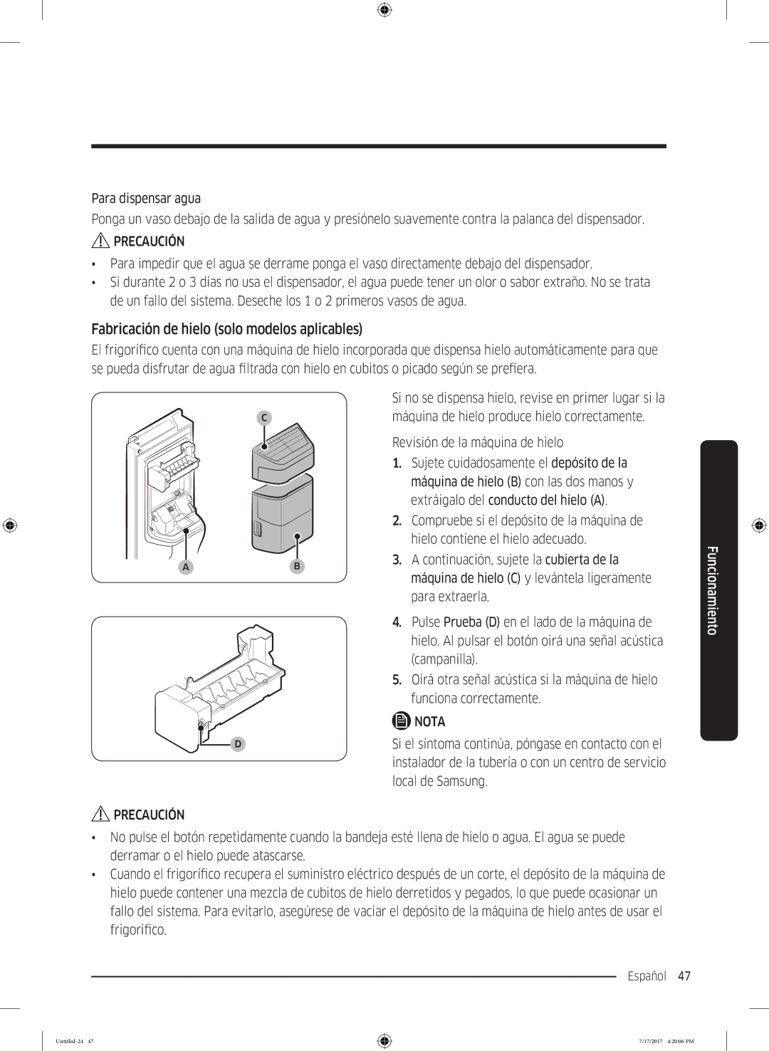 Samsung RSA1ZTMG1/EUR, RH58K6598SL/ES, RSA1ZTMG1/XEF, RH62K6257SL/ES manual Fabricación de hielo solo modelos aplicables 