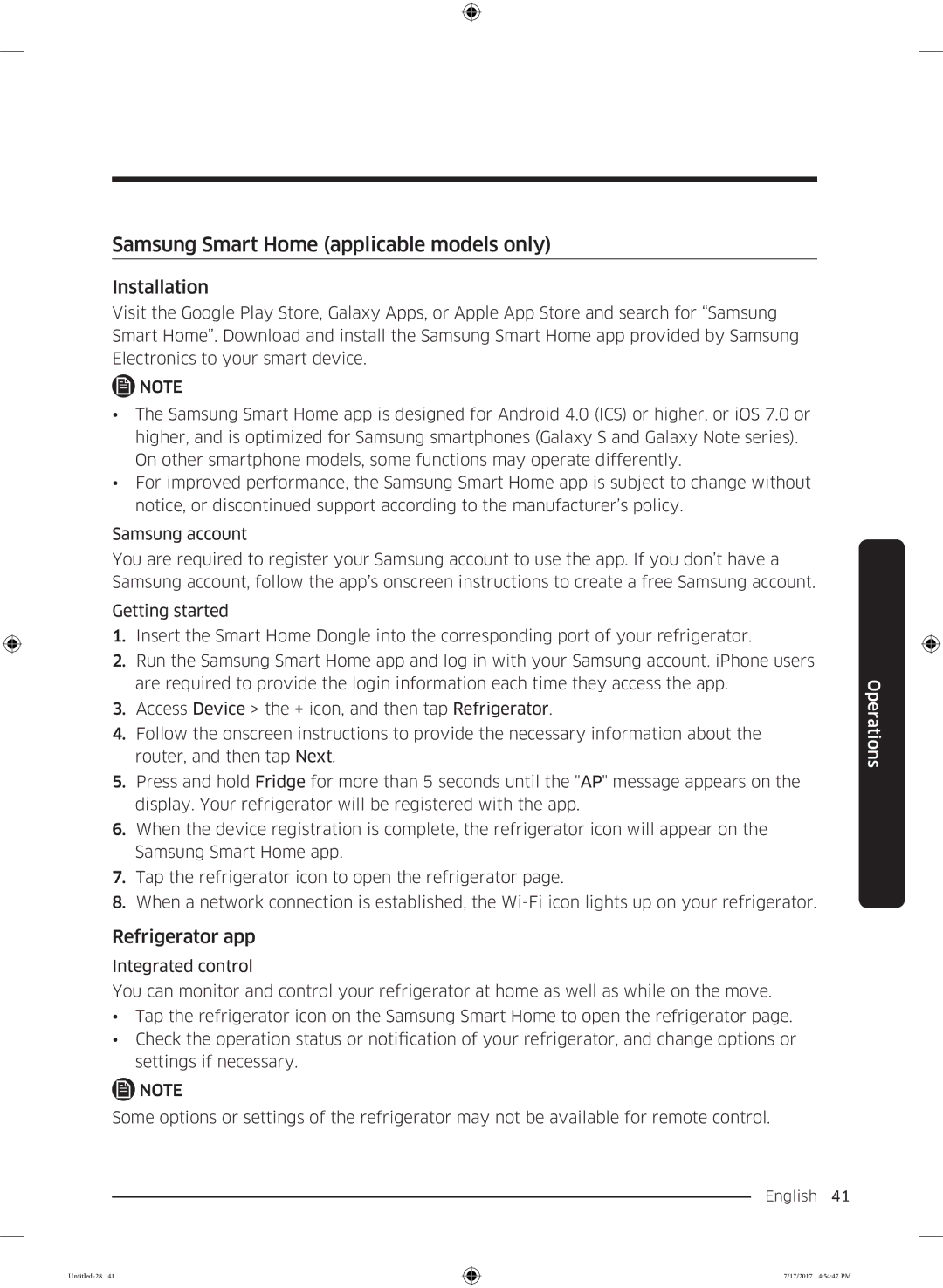 Samsung RSA1ZTMG1/XEO, RSA1ZTMG1/EUR, RH58K6598SL/ES manual Samsung Smart Home applicable models only, Refrigerator app 