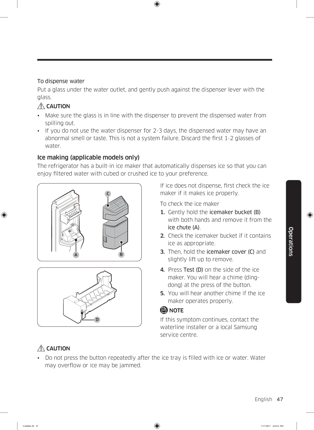 Samsung RSA1ZTMG1/XSG, RSA1ZTMG1/EUR, RH58K6598SL/ES, RSA1ZTMG1/XEF, RH62K6257SL/ES manual Ice making applicable models only 