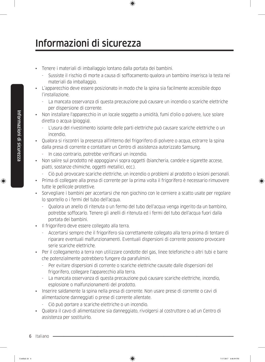 Samsung RSA1ZTMG1/EUR, RH58K6598SL/ES, RSA1ZTMG1/XEF, RH62K6257SL/ES, RH62K6298SL/ES, RSA1ZTMG1/XSG Informazioni di sicurezza 