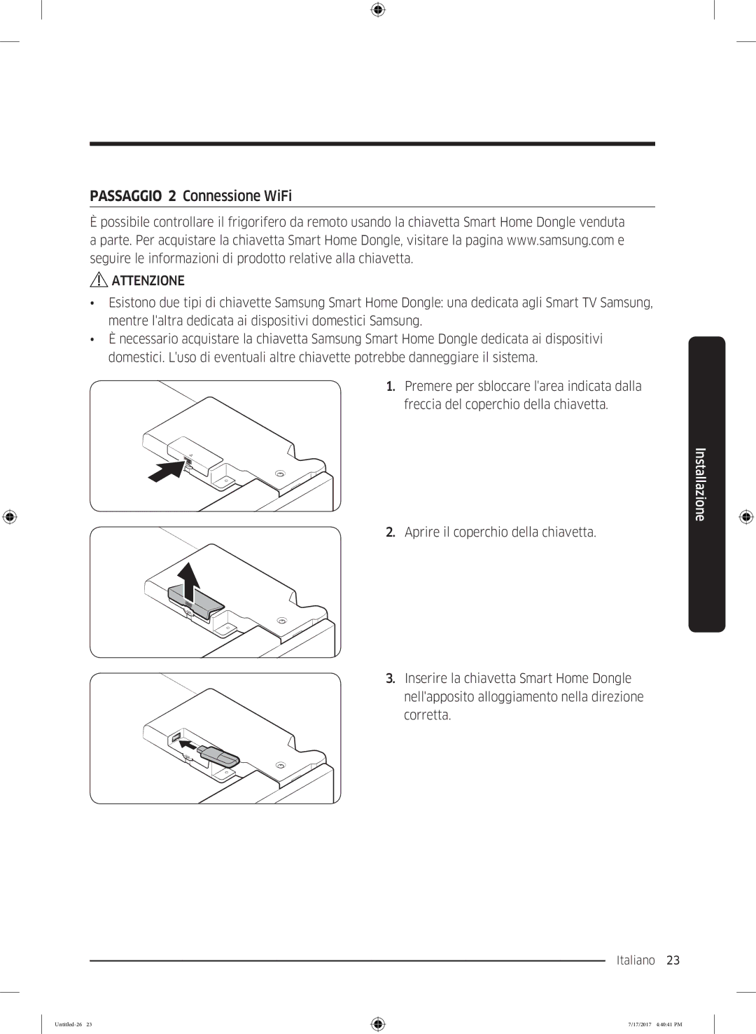 Samsung RH62K6257SL/ES, RSA1ZTMG1/EUR, RH58K6598SL/ES, RSA1ZTMG1/XEF, RH62K6298SL/ES manual Passaggio 2 Connessione WiFi 