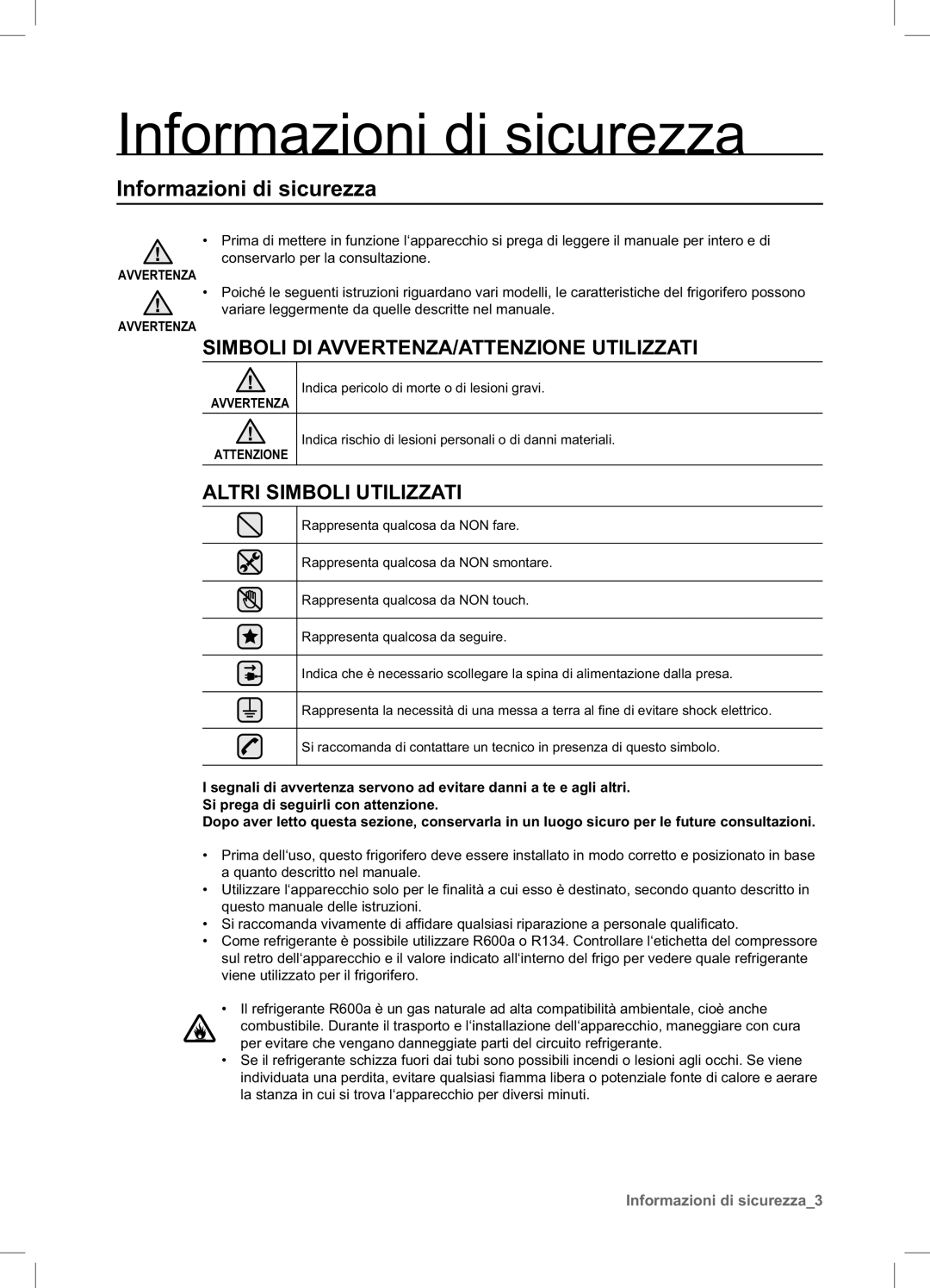 Samsung RSA1ZTTS1/XES, RSA1UTTS1/XES, RSA1STTS1/XES manual Informazioni di sicurezza 