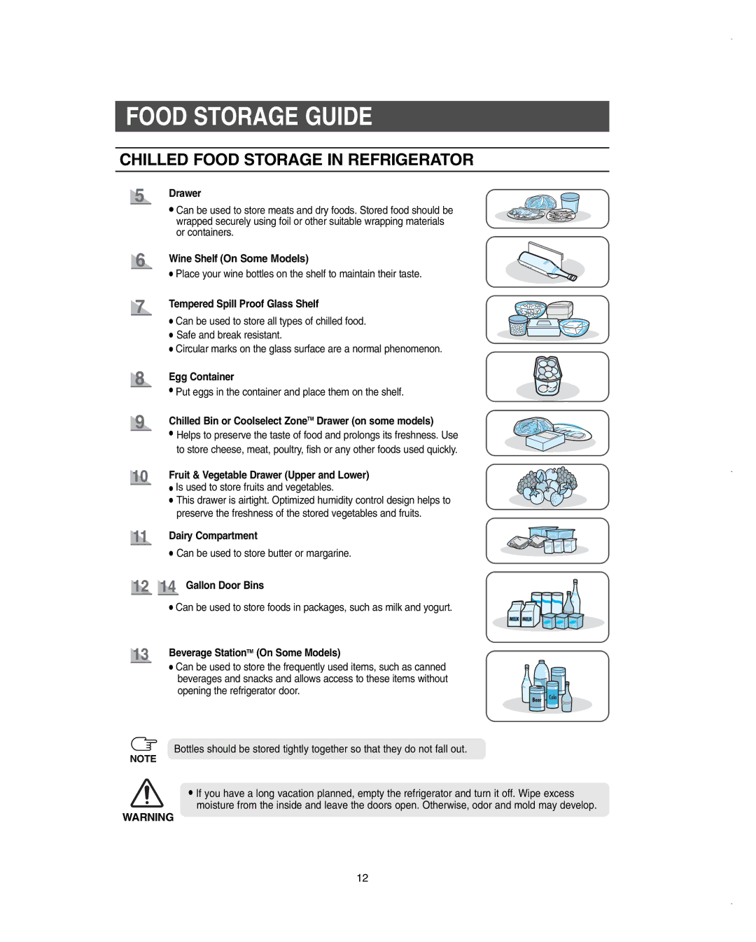 Samsung RSC6KPWP1/SML Drawer, Wine Shelf On Some Models, Tempered Spill Proof Glass Shelf, Egg Container, Gallon Door Bins 