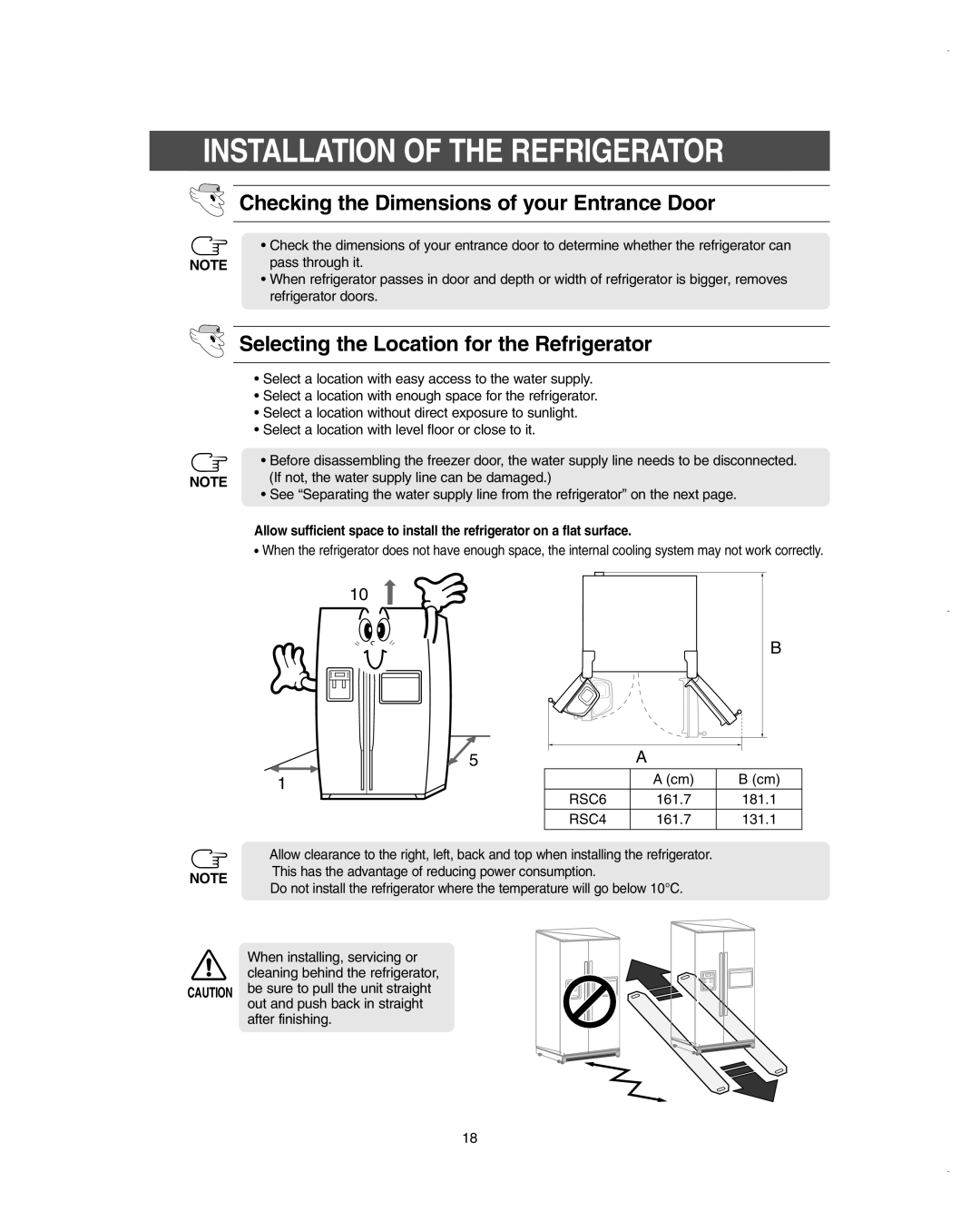 Samsung RSC6DPSH1/SML, RSC6KPWP1/SML manual Installation of the Refrigerator, Checking the Dimensions of your Entrance Door 