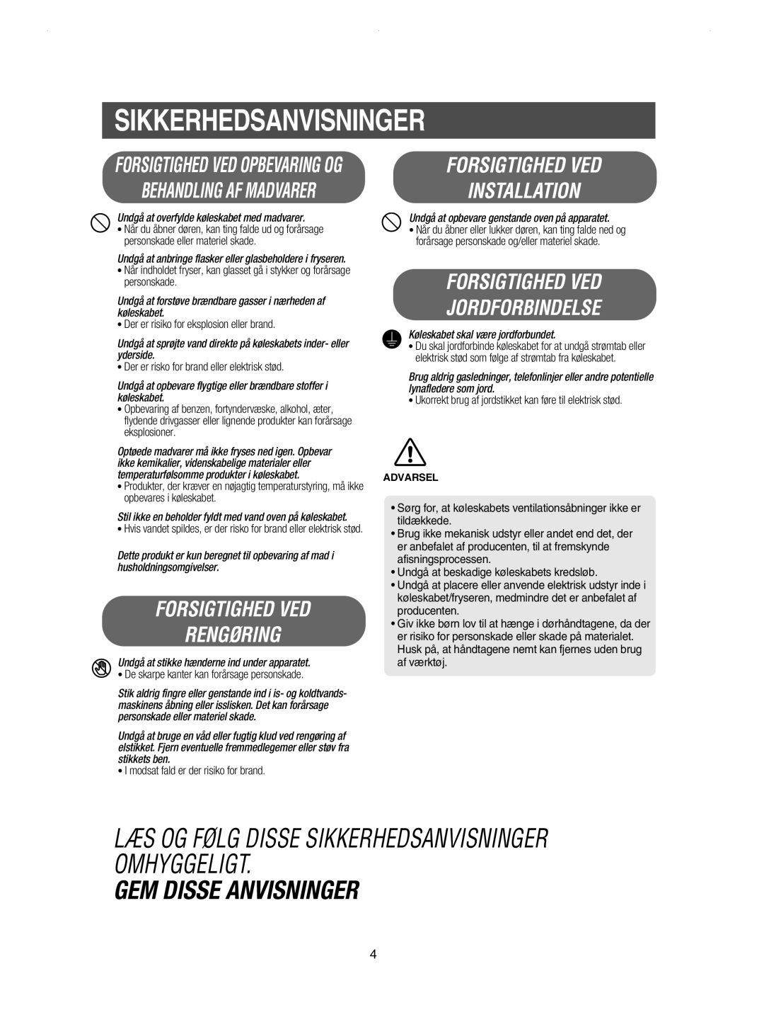 Samsung RSE8KPPS1/XEE, RSE8JPPS1/XEE, RSE8KPUS1/XEE, RSE8JPUS1/XEE, RSE8DPAS1/XEE manual GEM Disse Anvisninger 