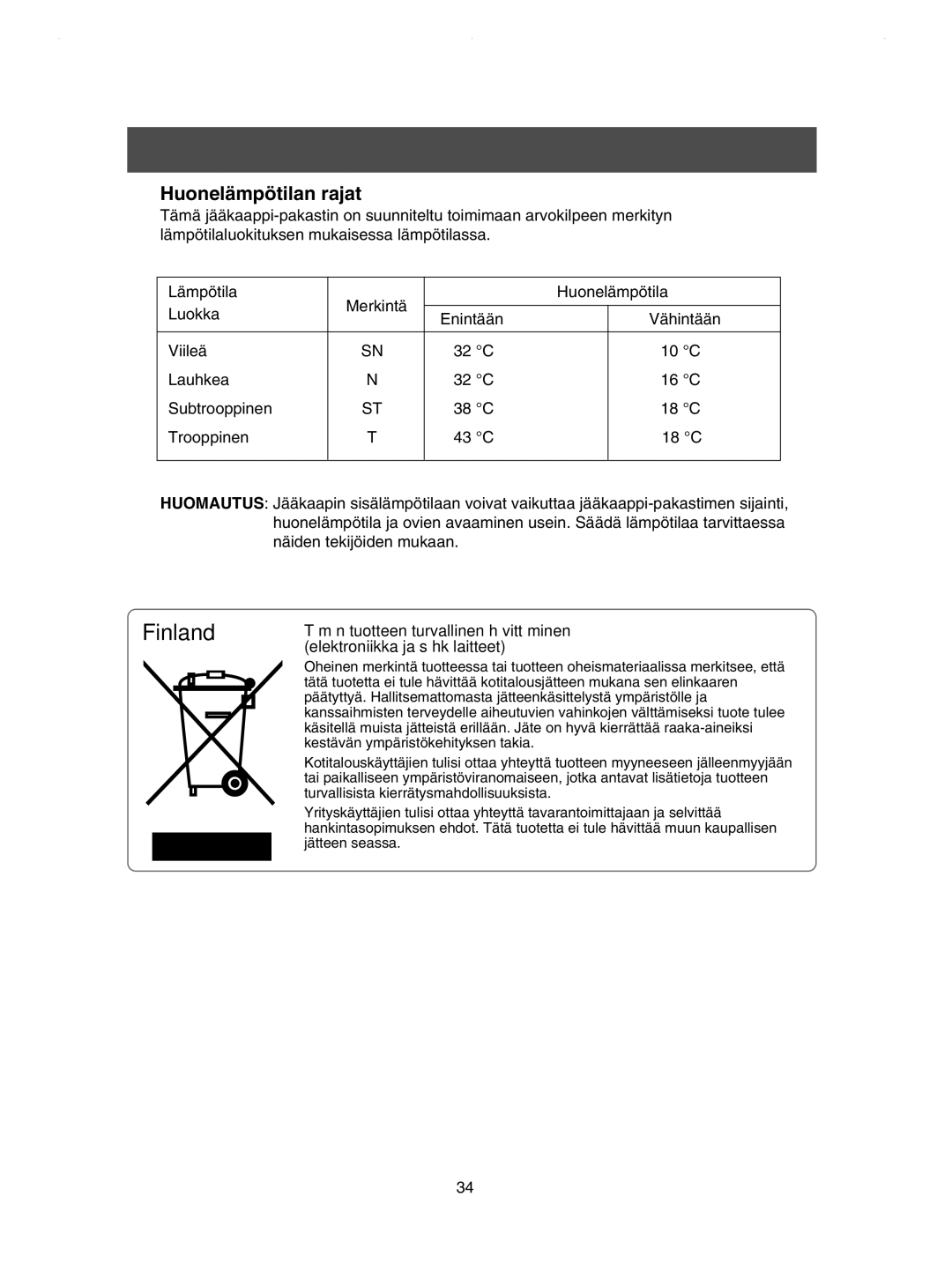 Samsung RSE8KPPS1/XEE, RSE8JPPS1/XEE, RSE8KPUS1/XEE, RSE8JPUS1/XEE, RSE8DPAS1/XEE manual Finland 