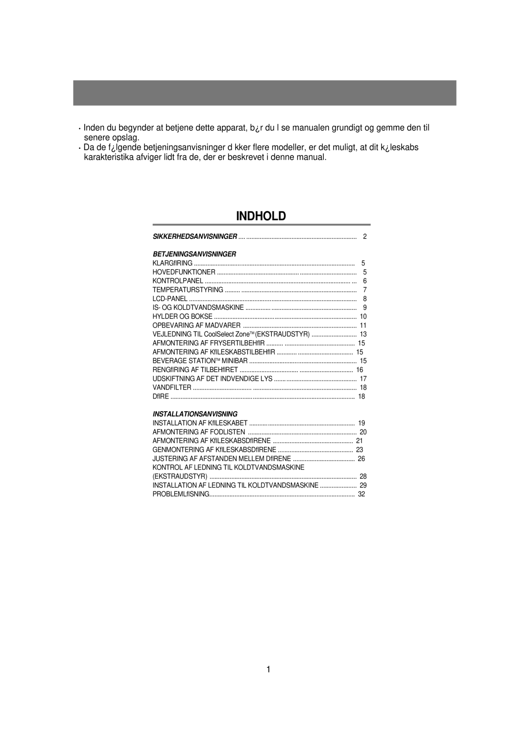 Samsung RSE8KPPS1/XEE, RSE8KPUS1/XEE manual Indhold 